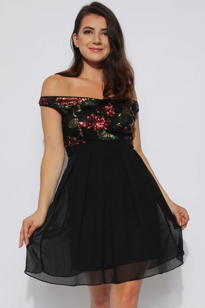 SEQUIN FLORAL SKATER DRESS (PACK OF 6)