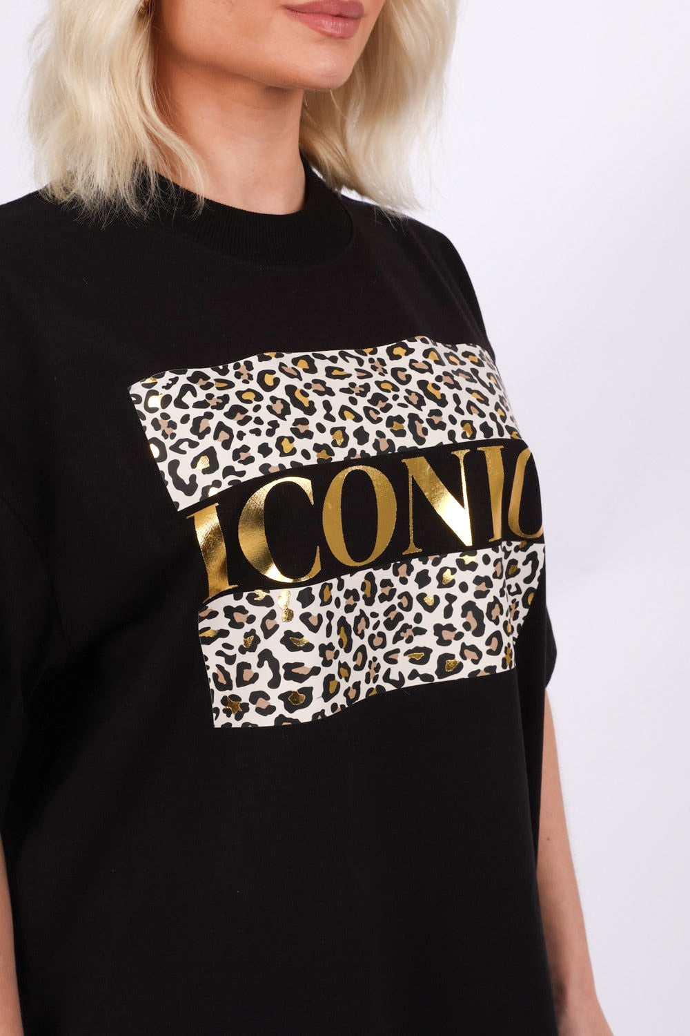 220GSM Oversized T-Shirt In Iconic Leopard Foil Print