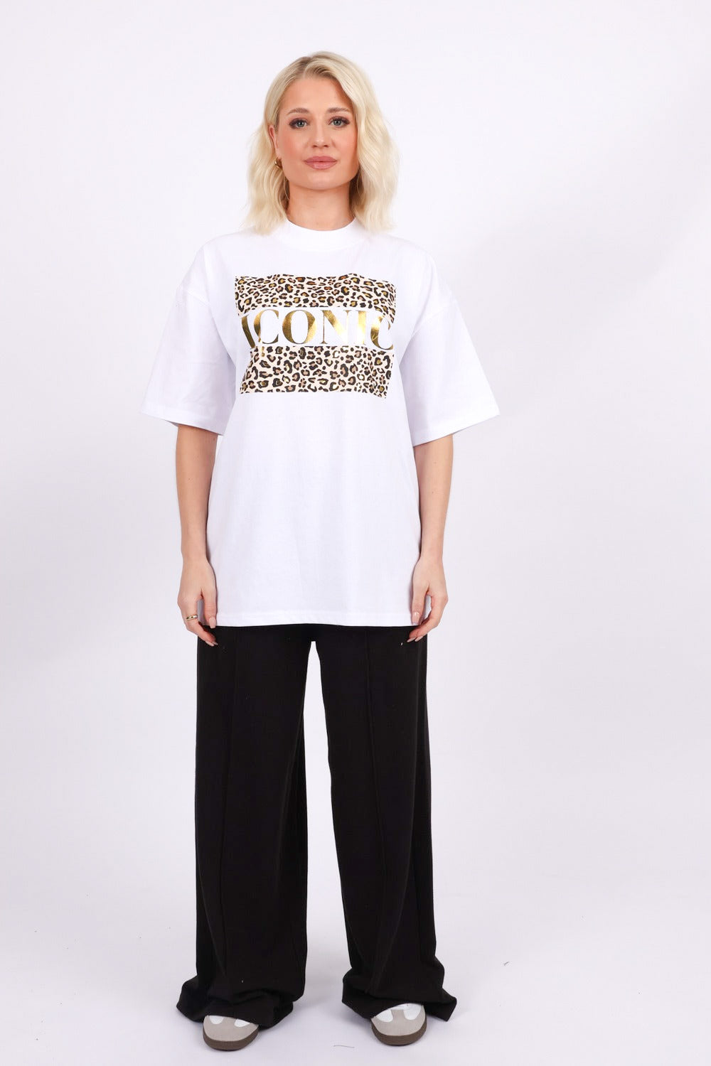 220GSM Oversized T-Shirt In Iconic Leopard Foil Print