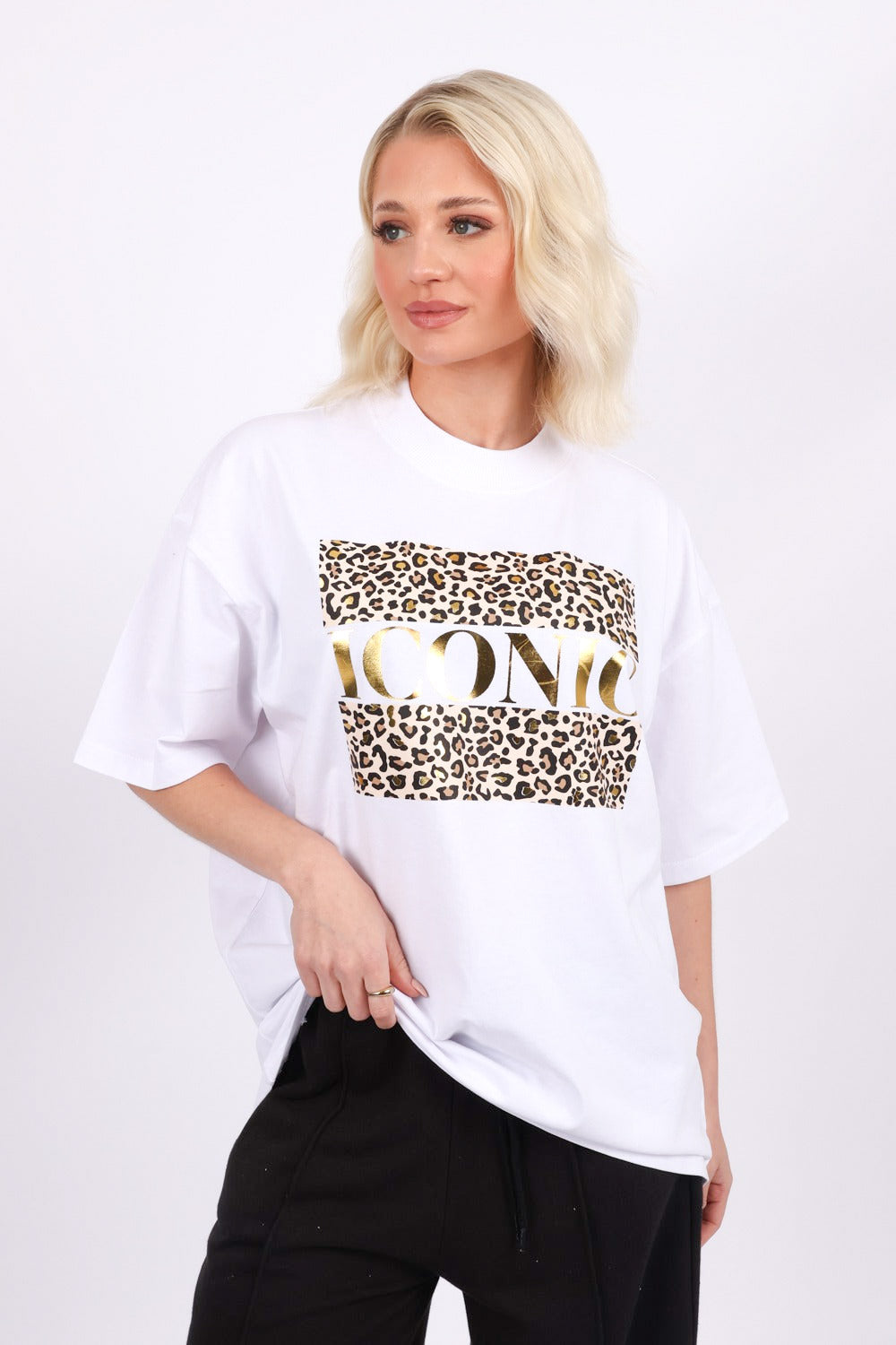 220GSM Oversized T-Shirt In Iconic Leopard Foil Print
