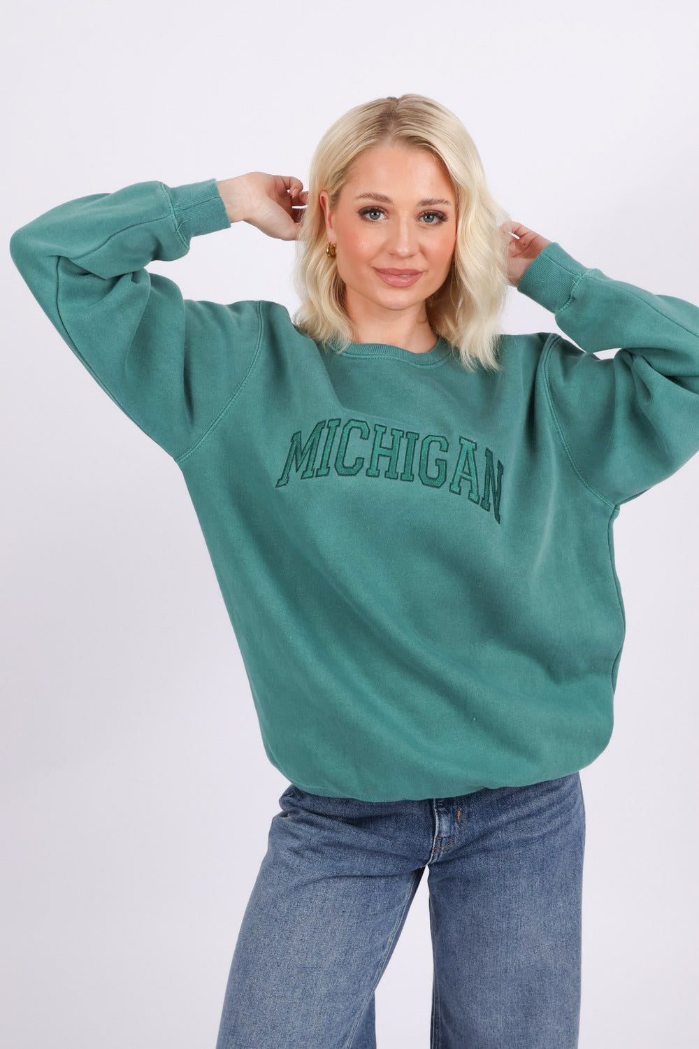 Overdye Embroidered Michigan Sweatshirt