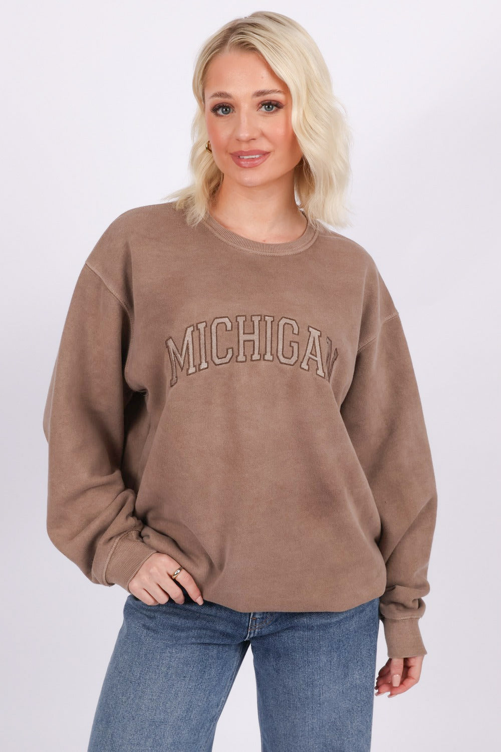 Overdye Embroidered Michigan Sweatshirt