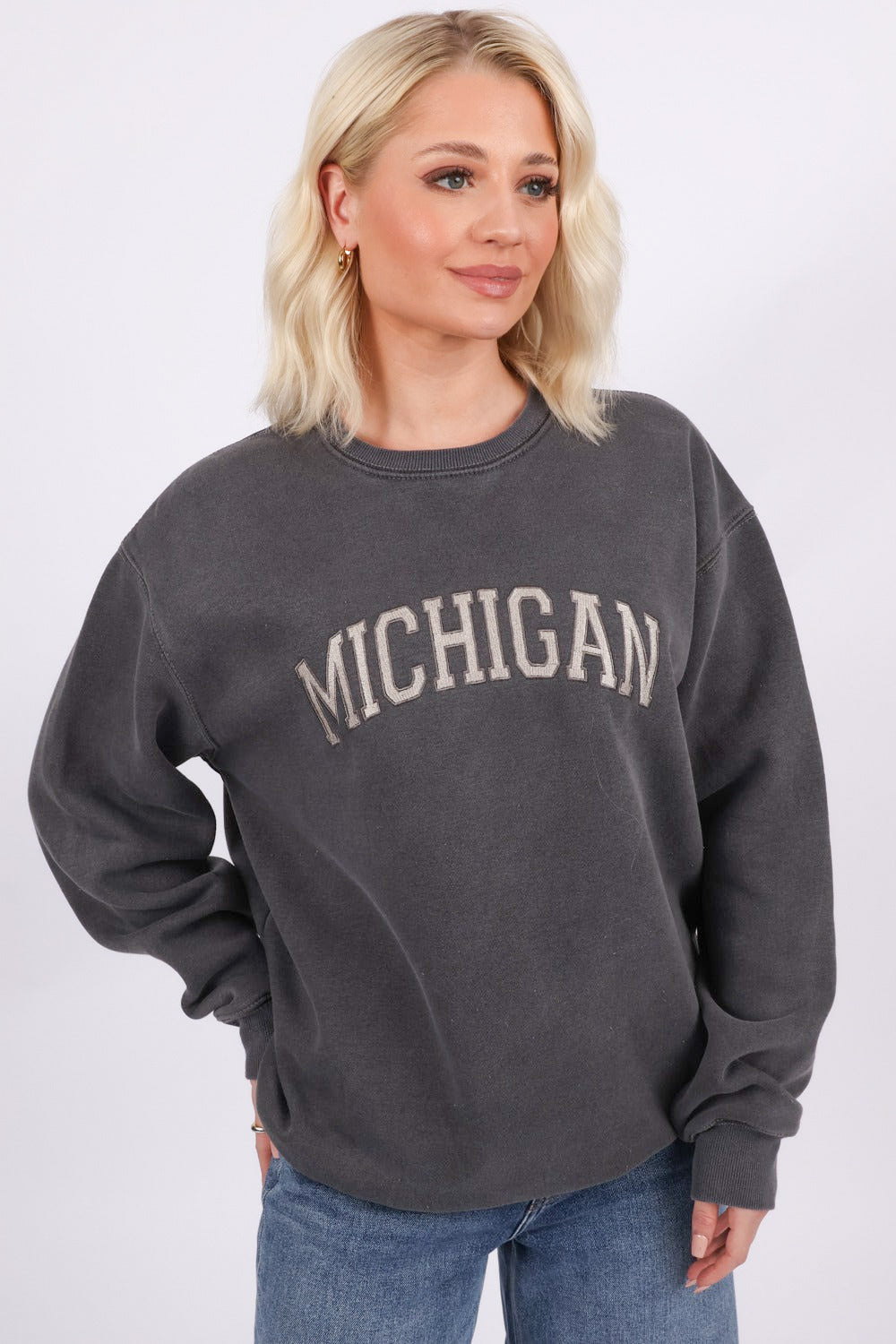 Overdye Embroidered Michigan Sweatshirt