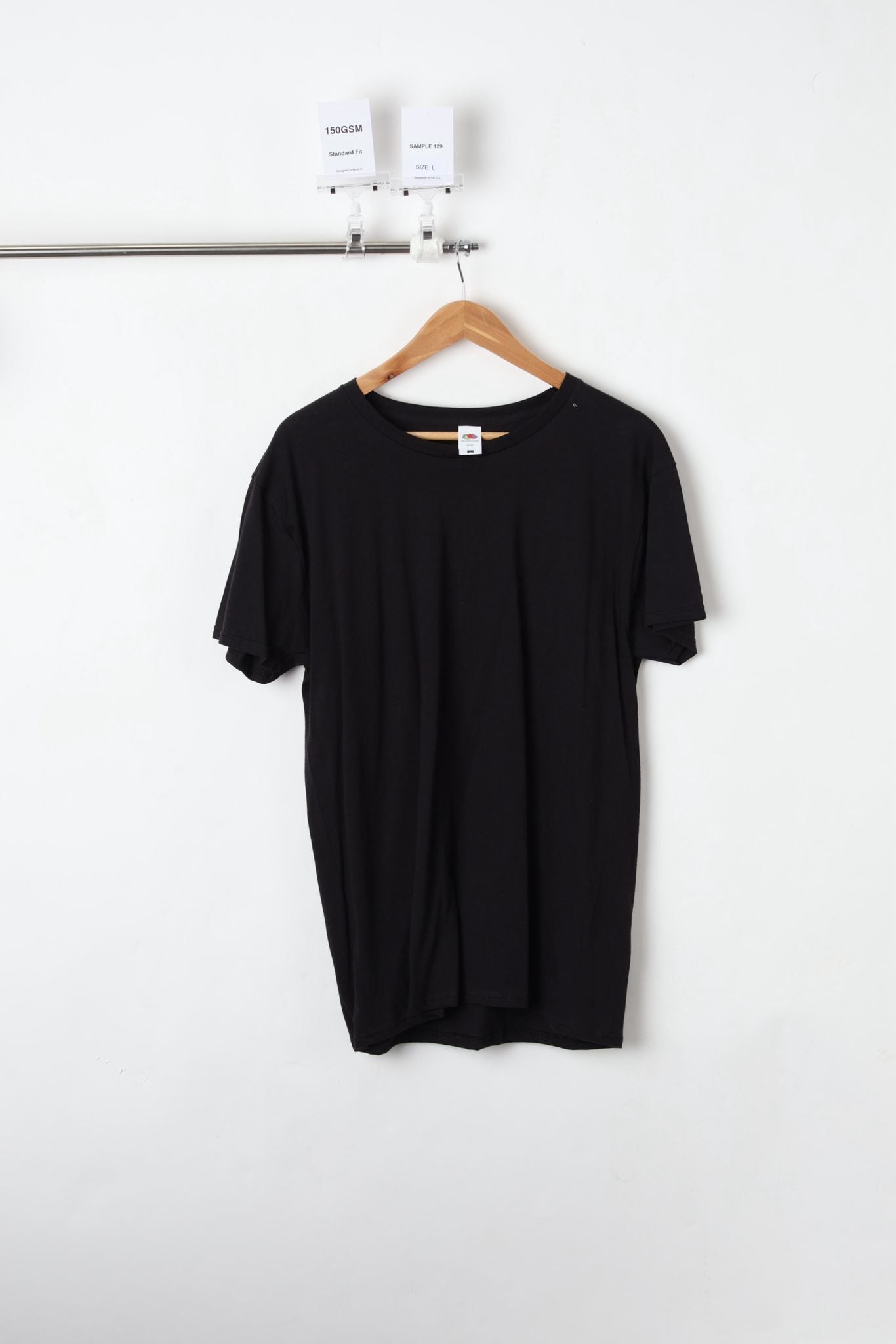 150GSM Standard Fit Plain Black T-Shirt (Size L) – Sample