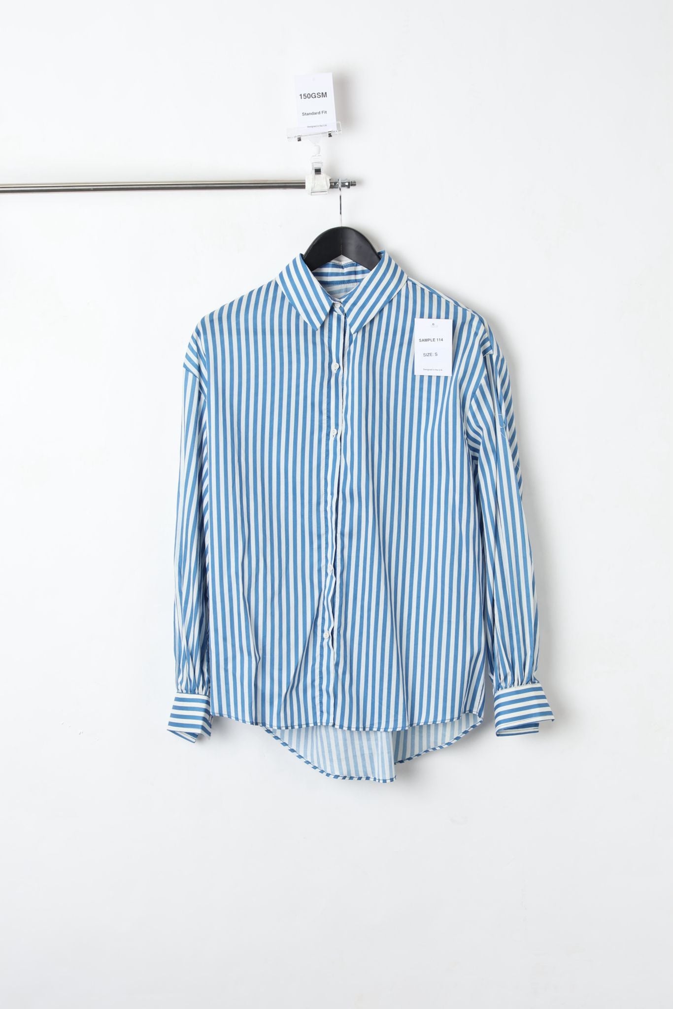 Cotton Button Down Blue Striped Shirt (SIZE S)-Sample