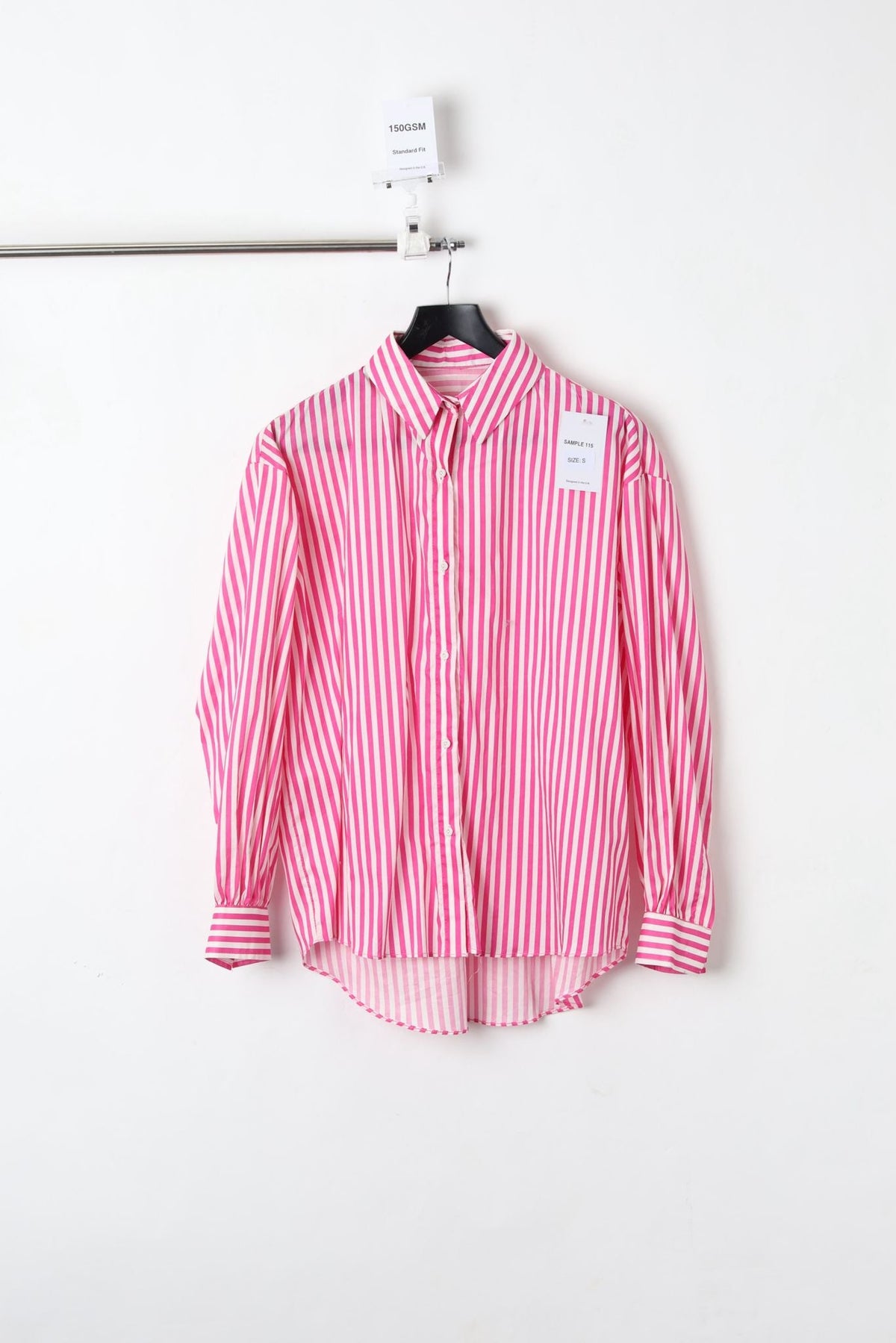 Cotton Button Down Red Striped Shirt (SIZE S)-Sample