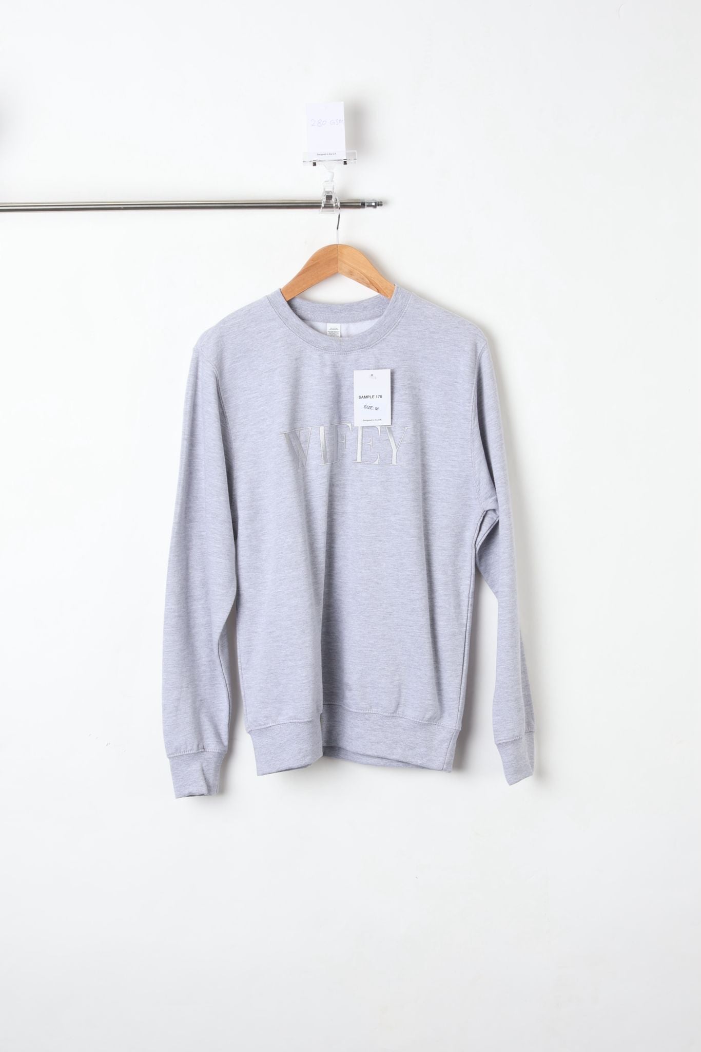 280GSM EMBROIDERED SWEATSHIRT ASHGREY (SIZE M)-SAMPLE