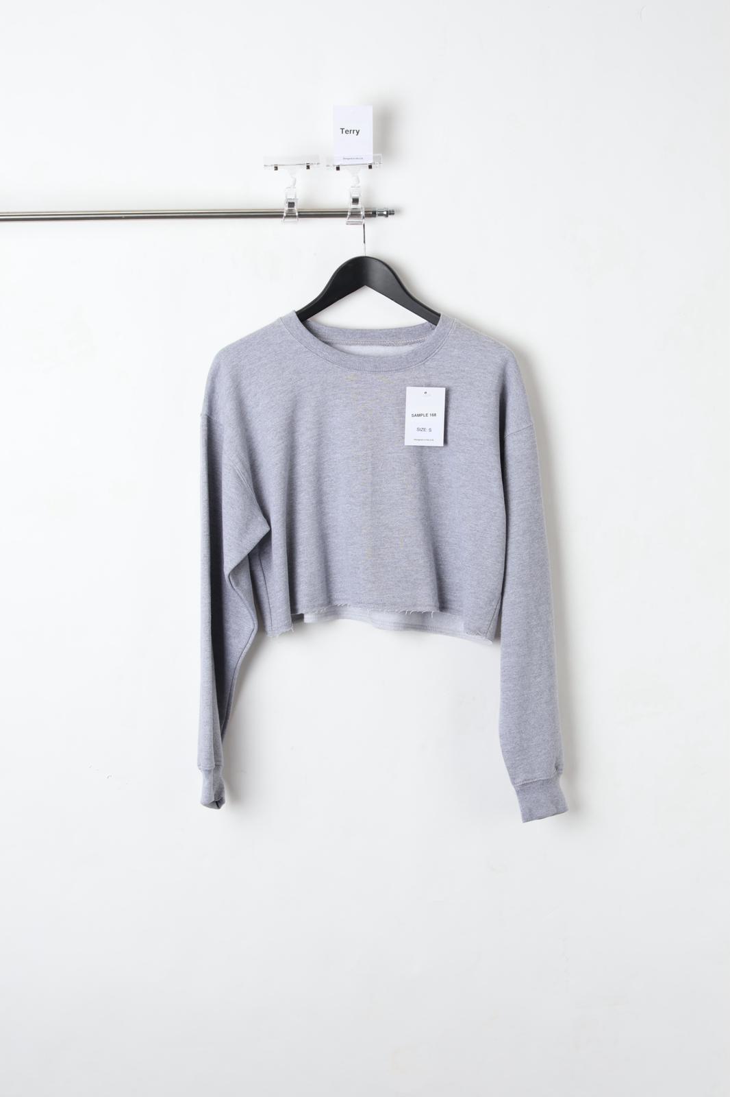 FRENCH TERRY CROPPED SWEATSHIRT GREY (SIZE S)-SAMPLE