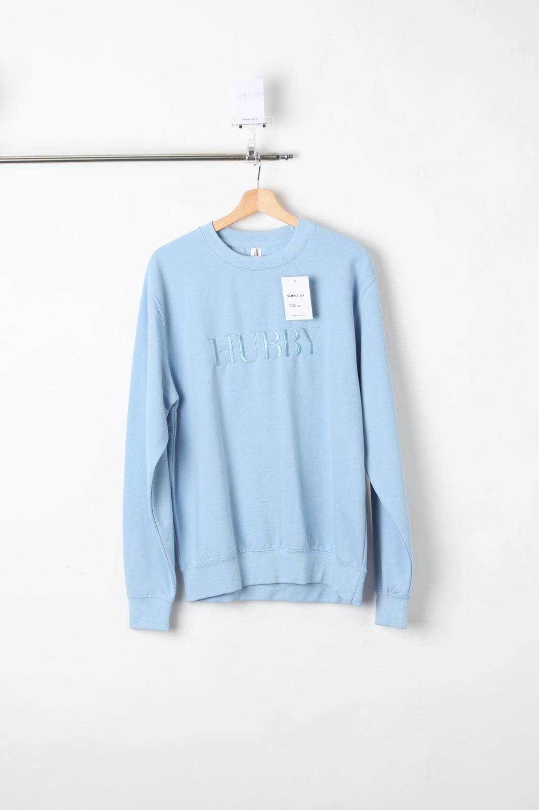 280GSM EMBR0IDERED SWEATSHIRT POWDER BLUEE (SIZE M)-SAMPLE