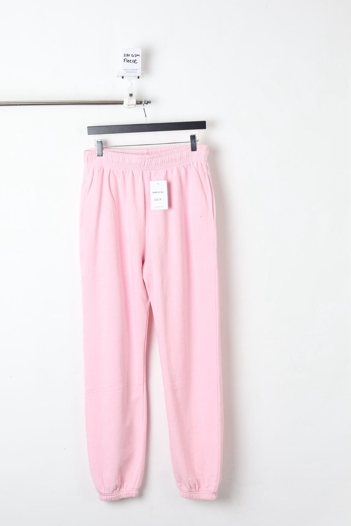 280GSM FLEECE CUFFED JOGGERS BABY PINK (SIZE M)-SAMPLE