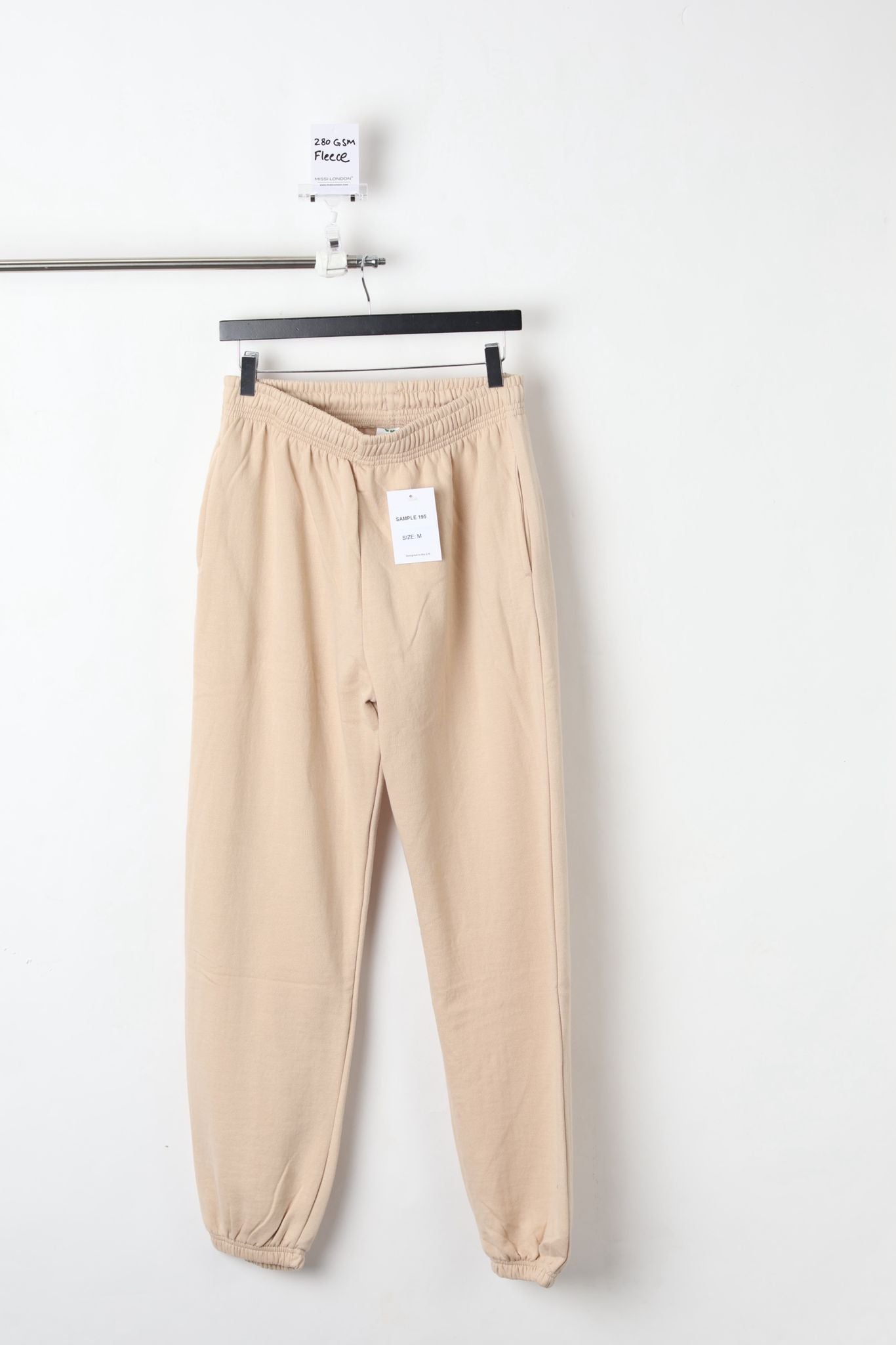 280GSM FLEECE CUFFED JOGGERS SAND (SIZE M)-SAMPLE