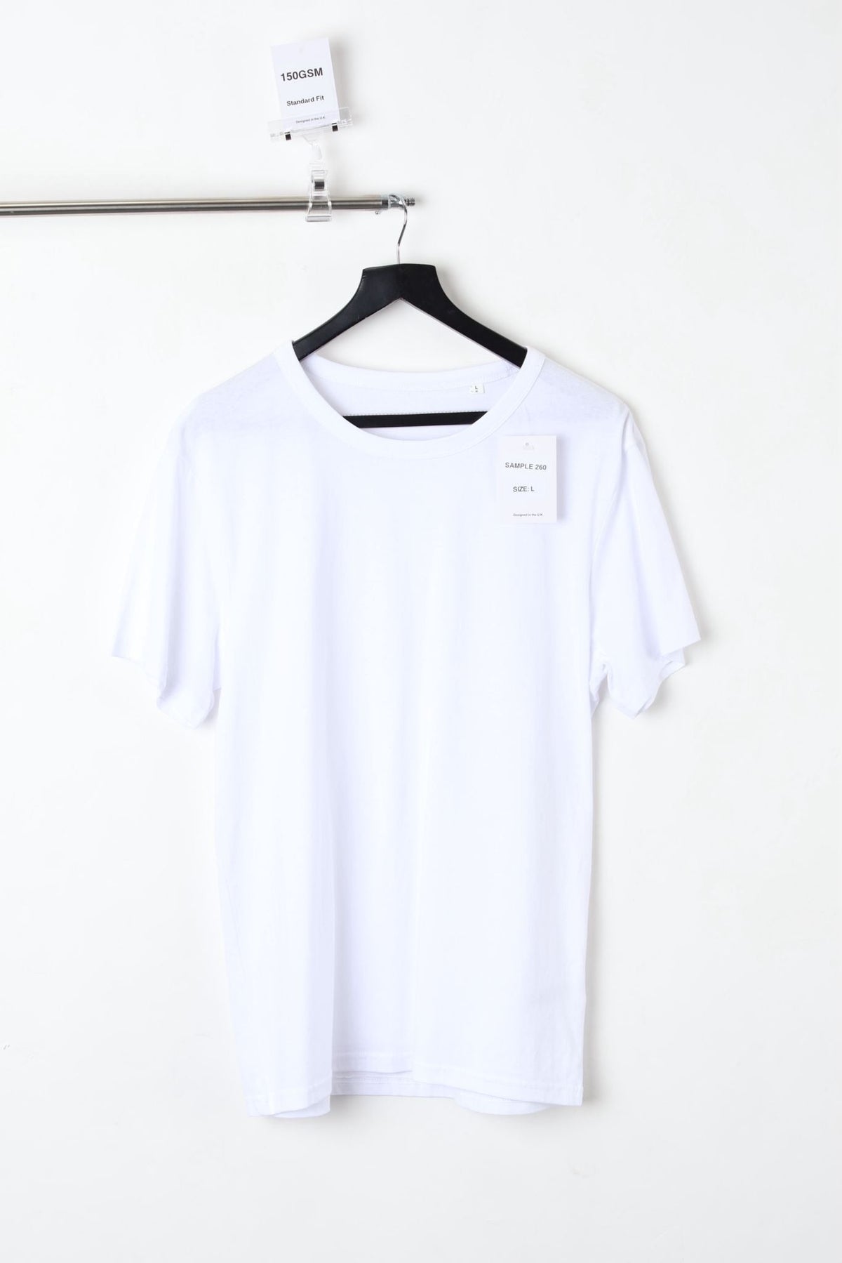 150GSM Standard Fit Plain White T-Shirt (Size L) – Sample