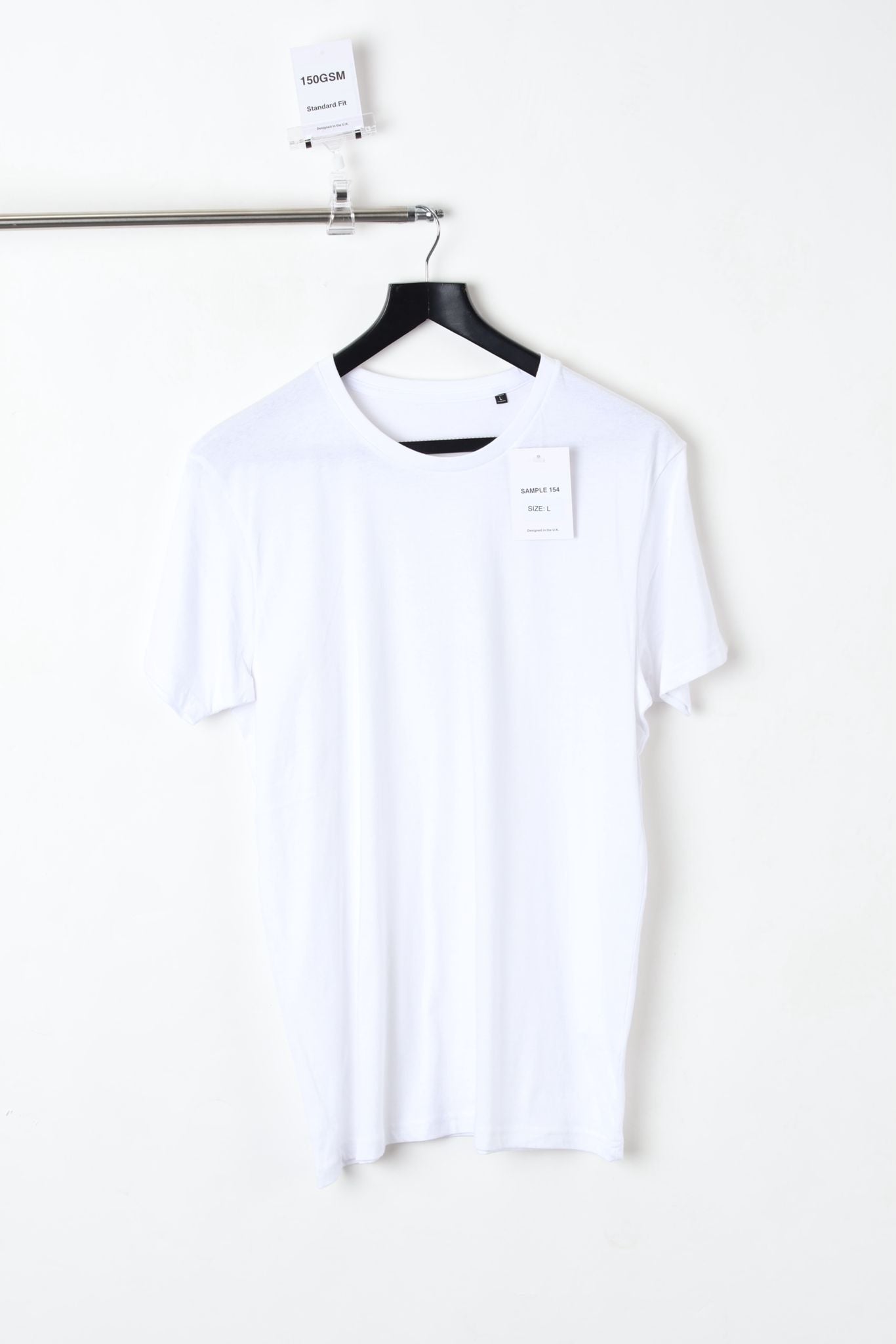 150GSM Standard Fit Plain White T-Shirt (Size L) – Sample