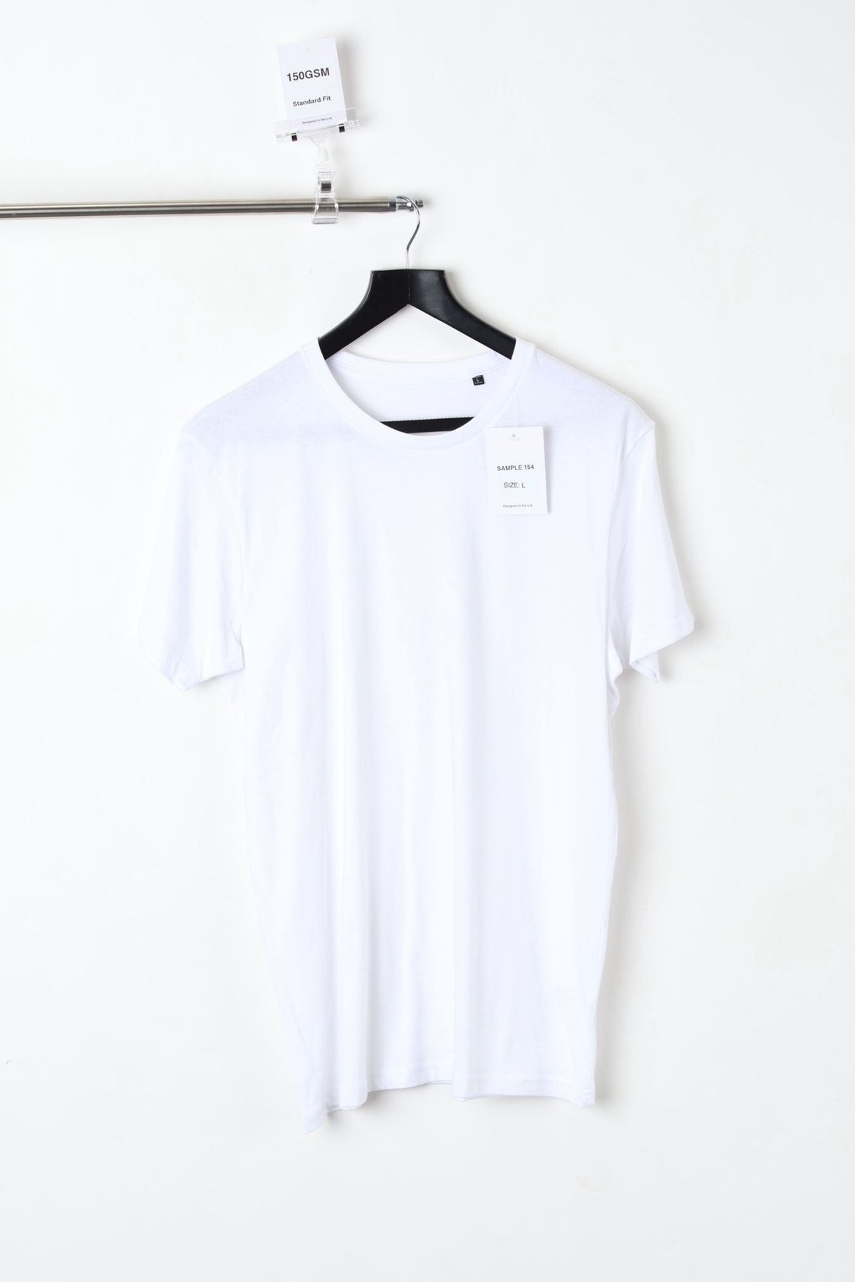 150GSM Standard Fit Plain White T-Shirt (Size L) – Sample