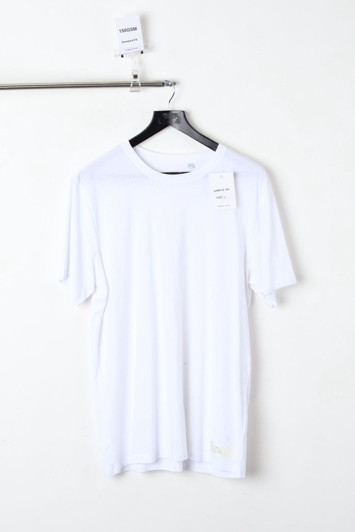 150GSM Standard Fit Plain White T-Shirt (Size L) – Sample