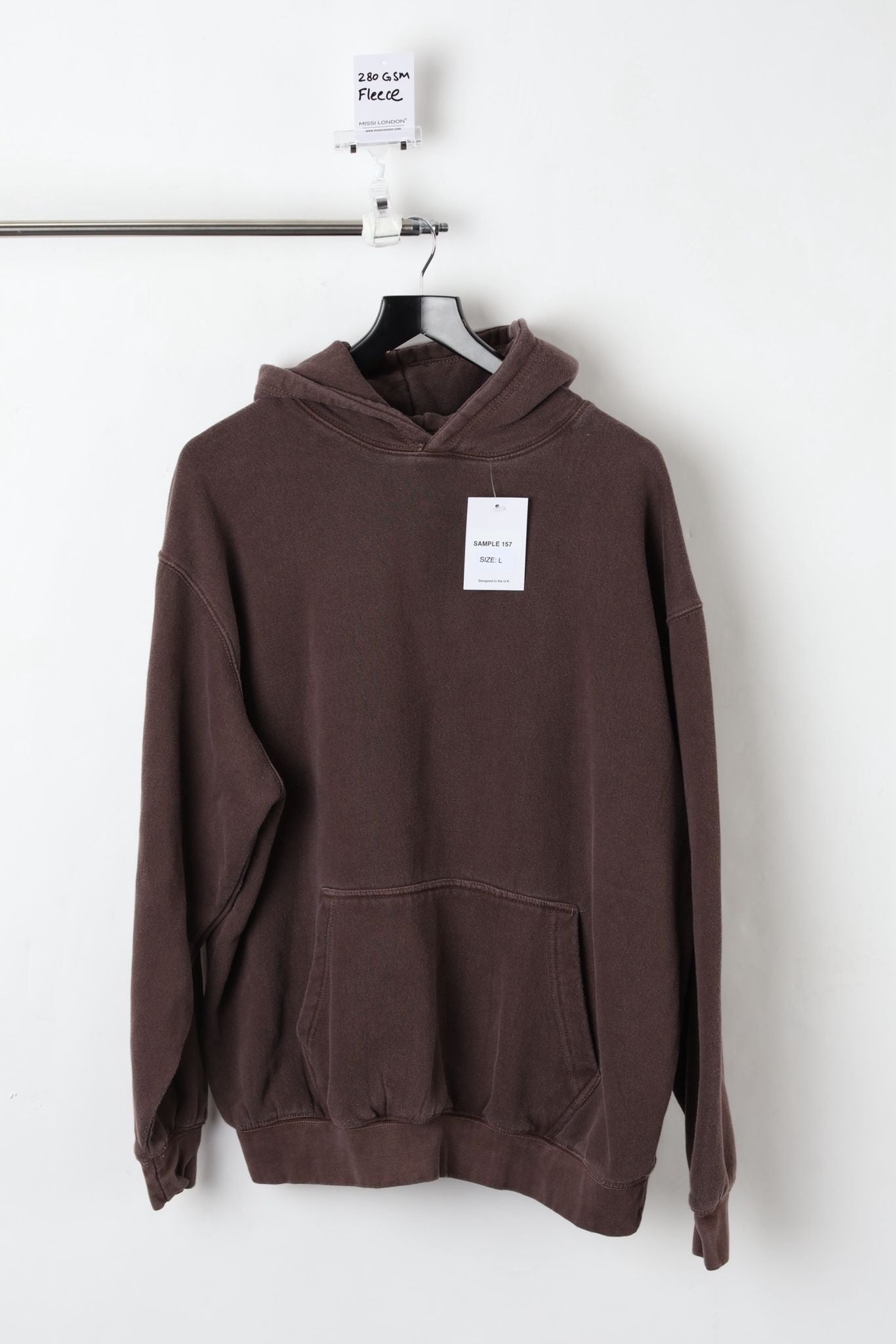 280GSM BROWN WASHED PULLOVER HOODIE (SIZE L)-SAMPLE