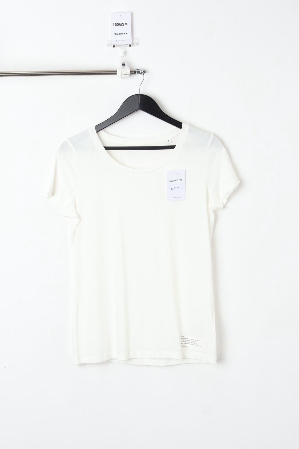 150GSM Standard Fit Plain White T-Shirt (Size M) – Sample