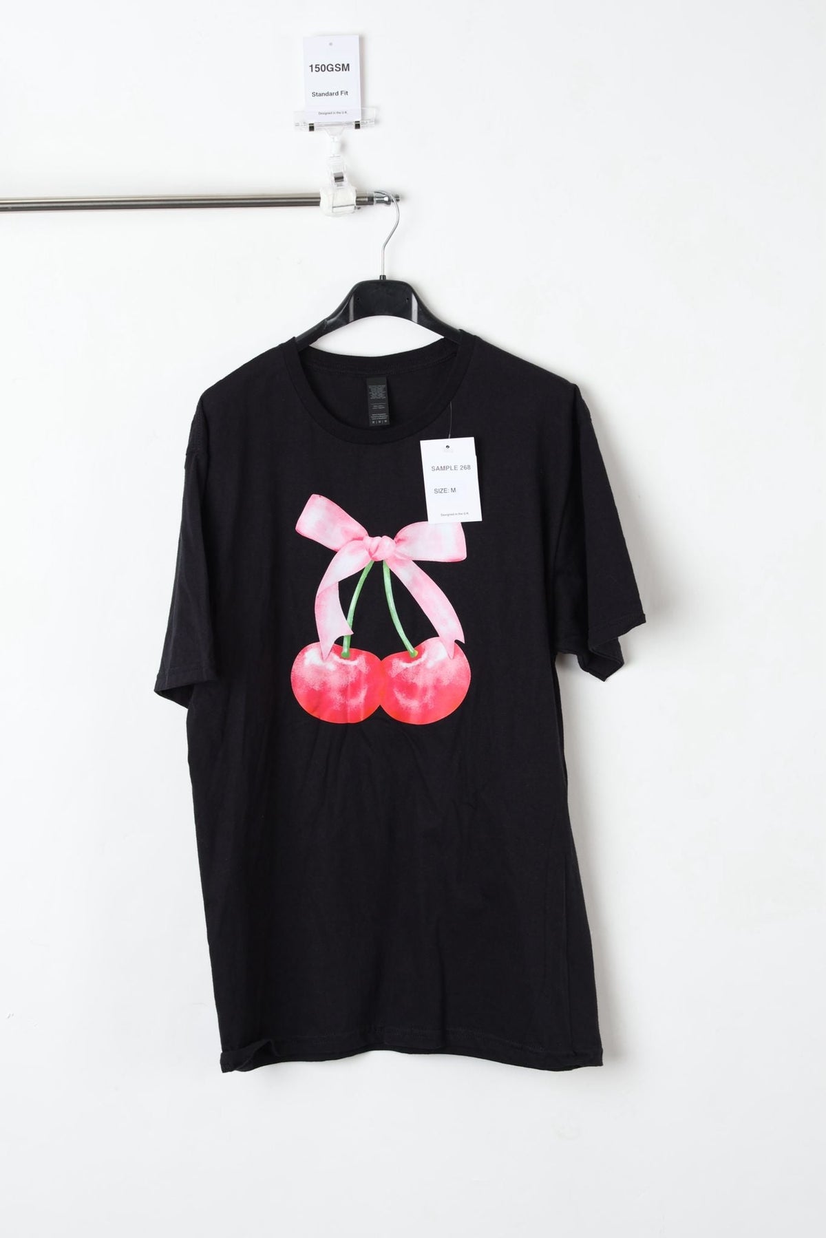 150GSM Standard Fit Printed T-Shirt Black (Size-M) - Sample