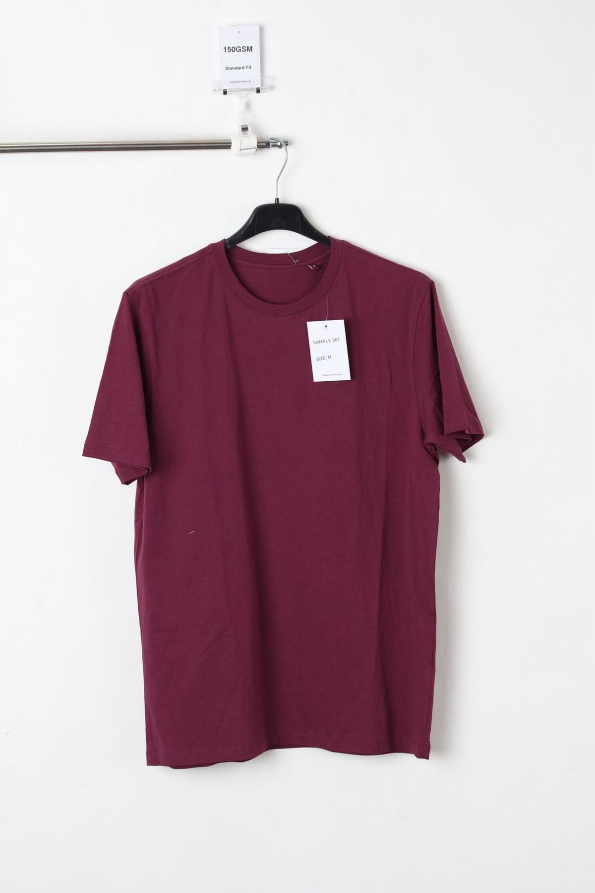 150GSM Standard Fit Plain Burgundy T-Shirt (Size M) – Sample
