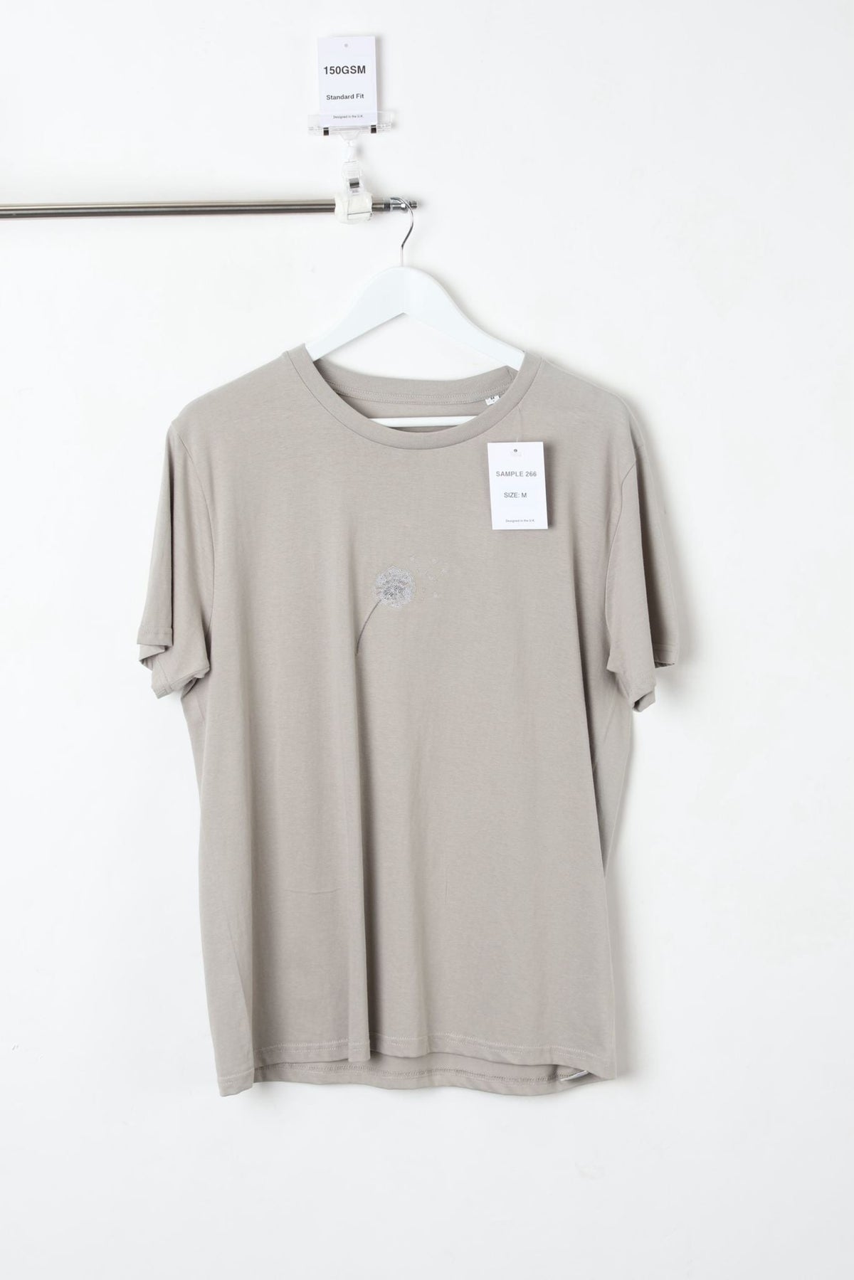 150GSM Standard Fit Embroidered T-Shirt Grey (Size-M) - Sample