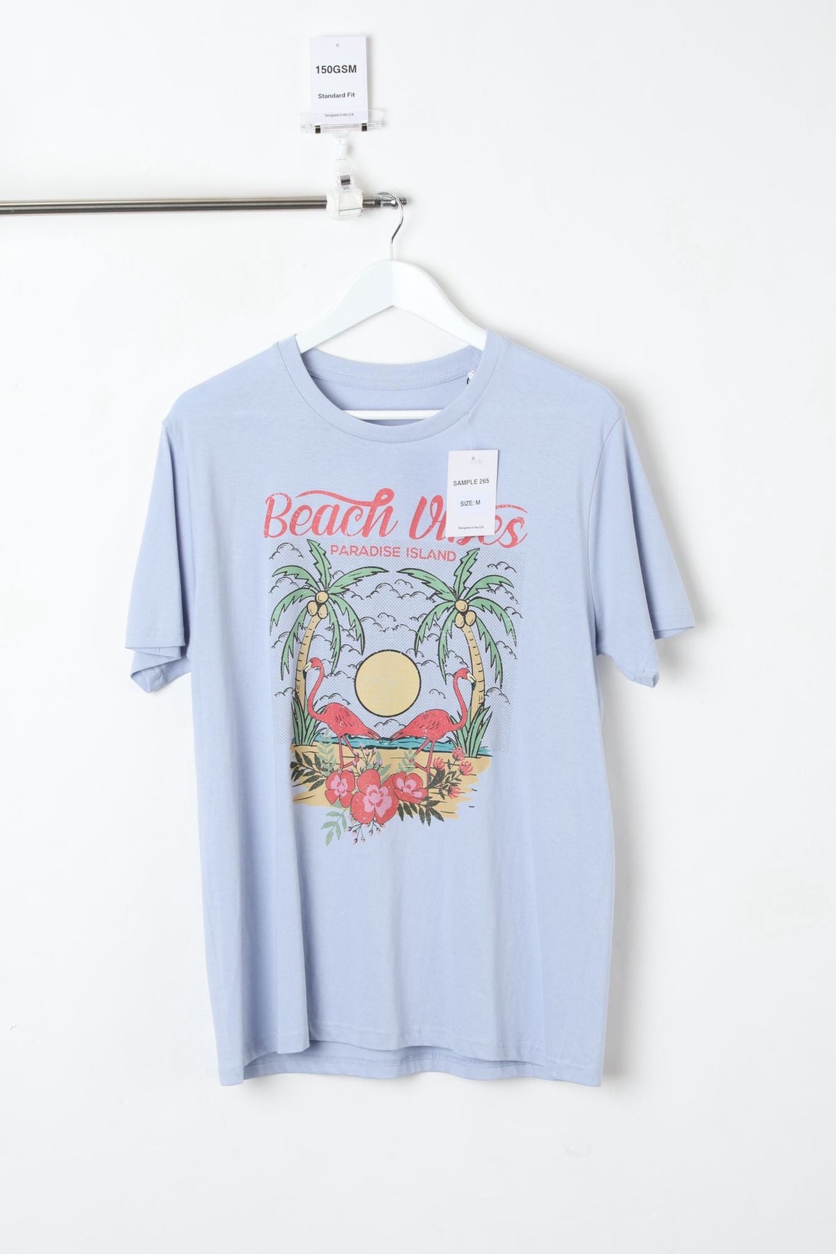 150GSM Standard Fit Printed T-Shirt Sky Blue (Size-M) - Sample