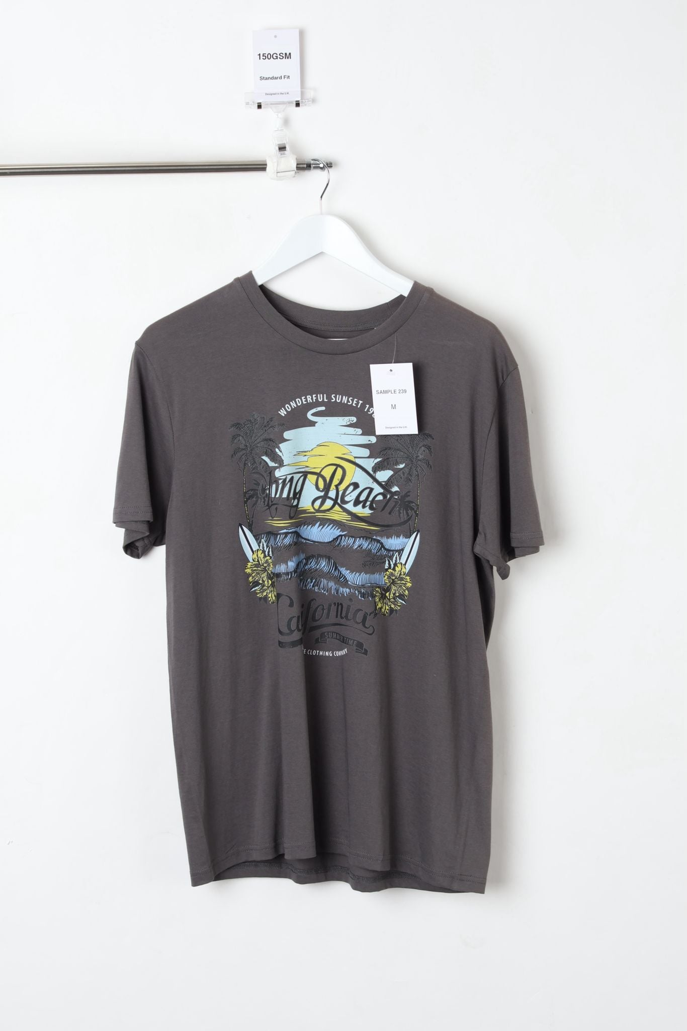 150GSM Standard Fit Printed T-Shirt Grey (Size-M) - Sample