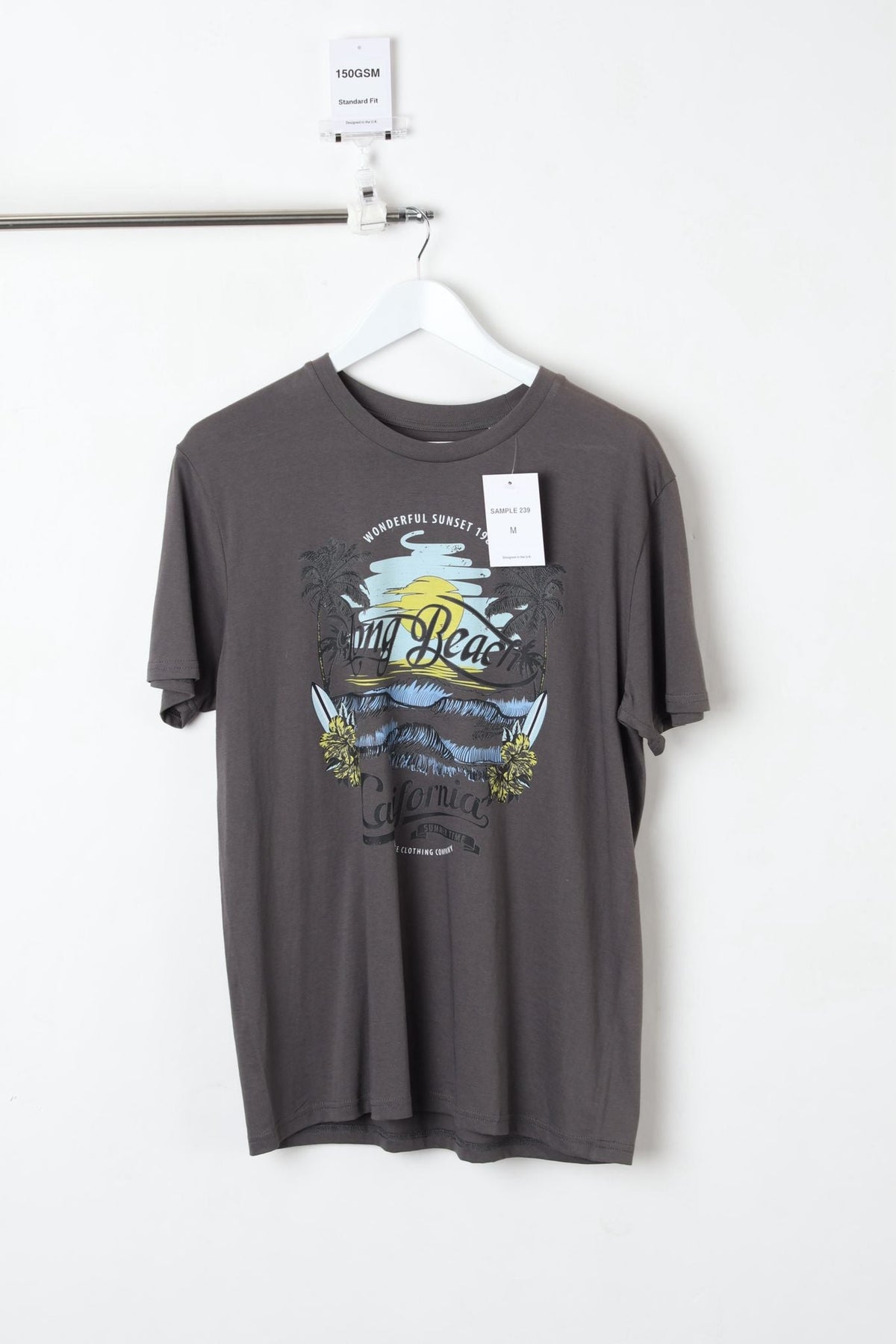 150GSM Standard Fit Printed T-Shirt Grey (Size-M) - Sample