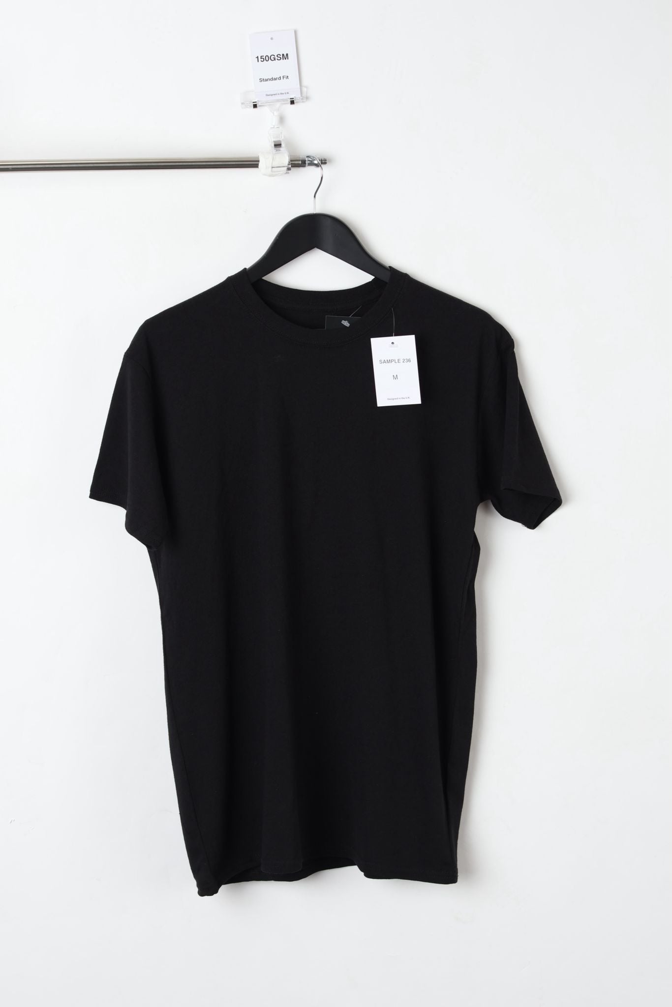 150GSM Standard Fit Plain Black T-Shirt (Size M) – Sample