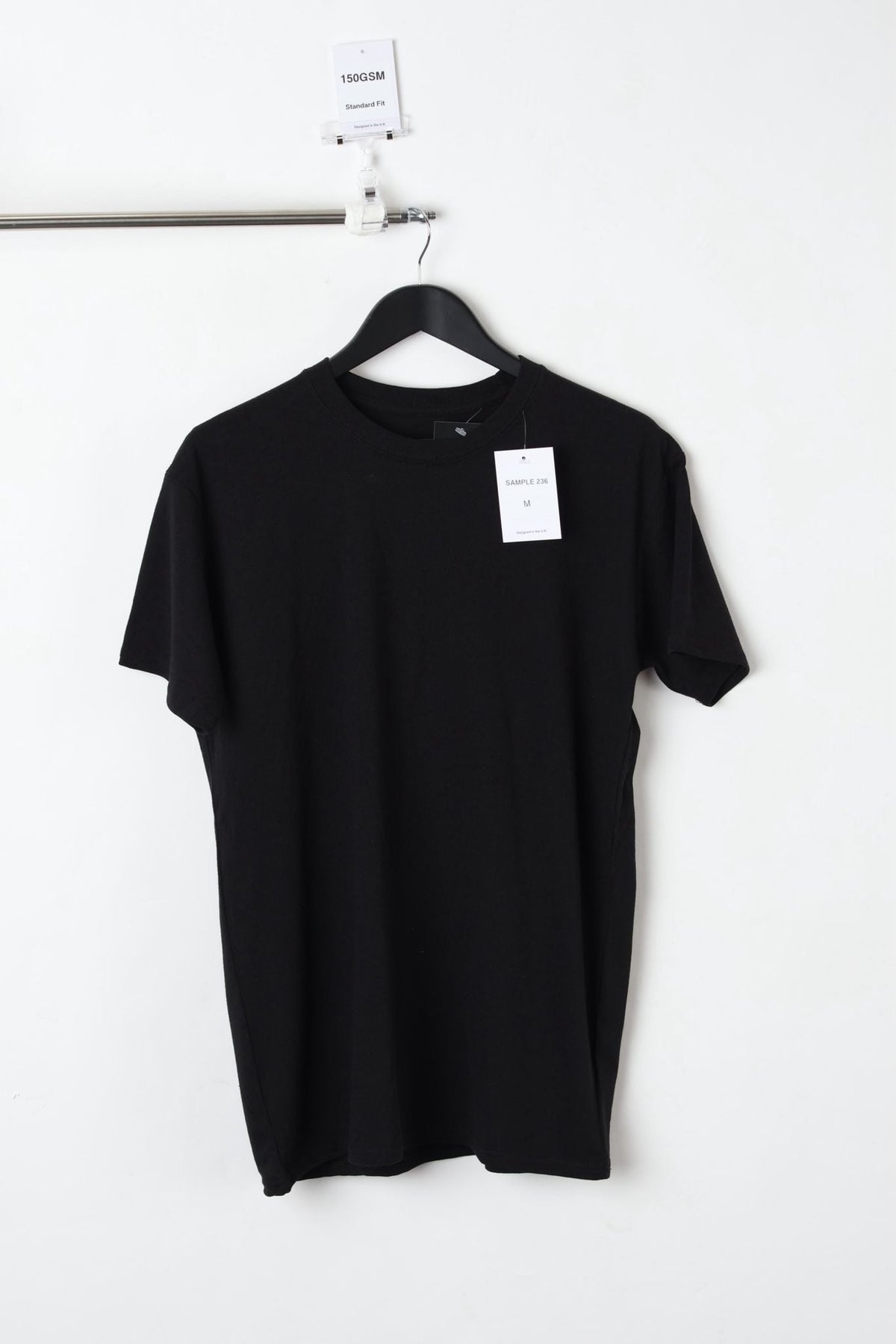 150GSM Standard Fit Plain Black T-Shirt (Size M) – Sample