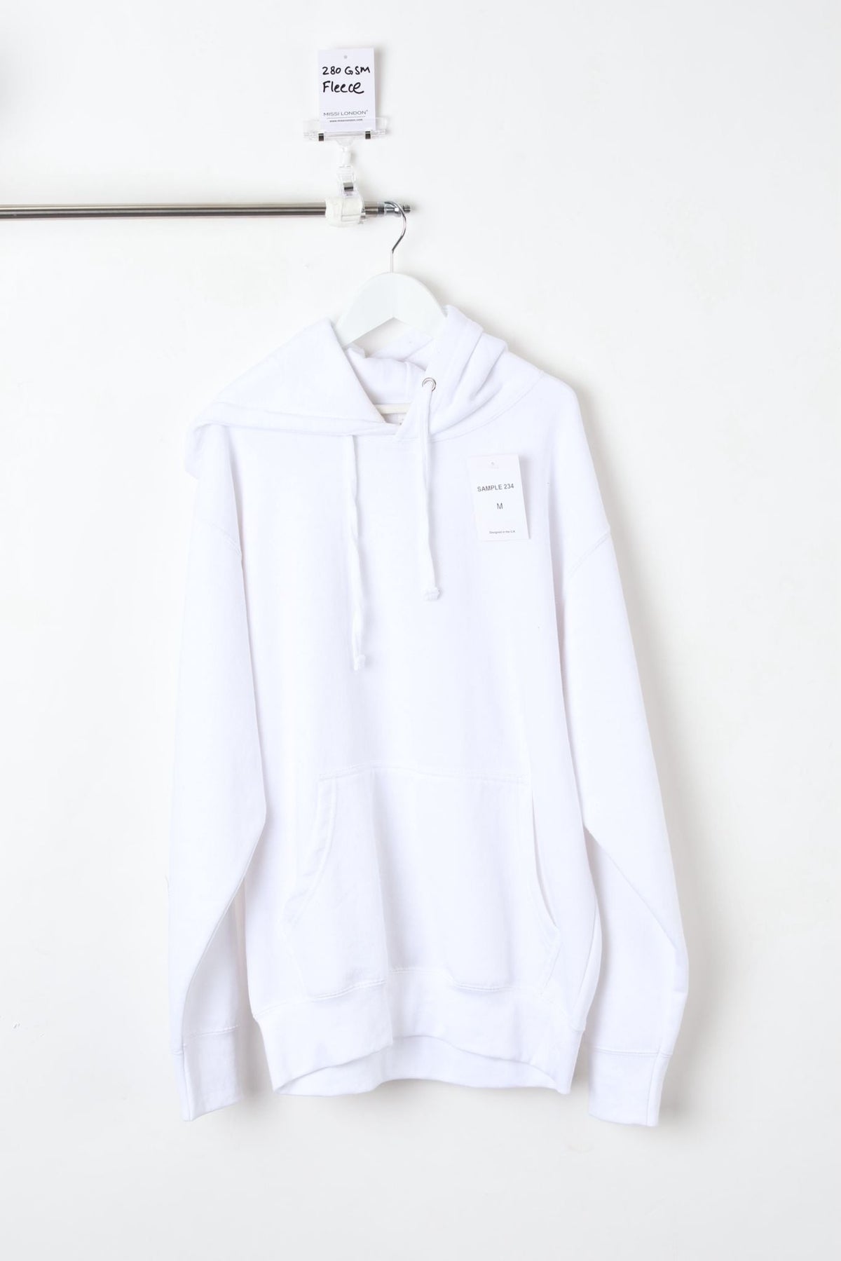 280GSM WHITE PULLOVER HOODIE (SIZE M)-SAMPLE