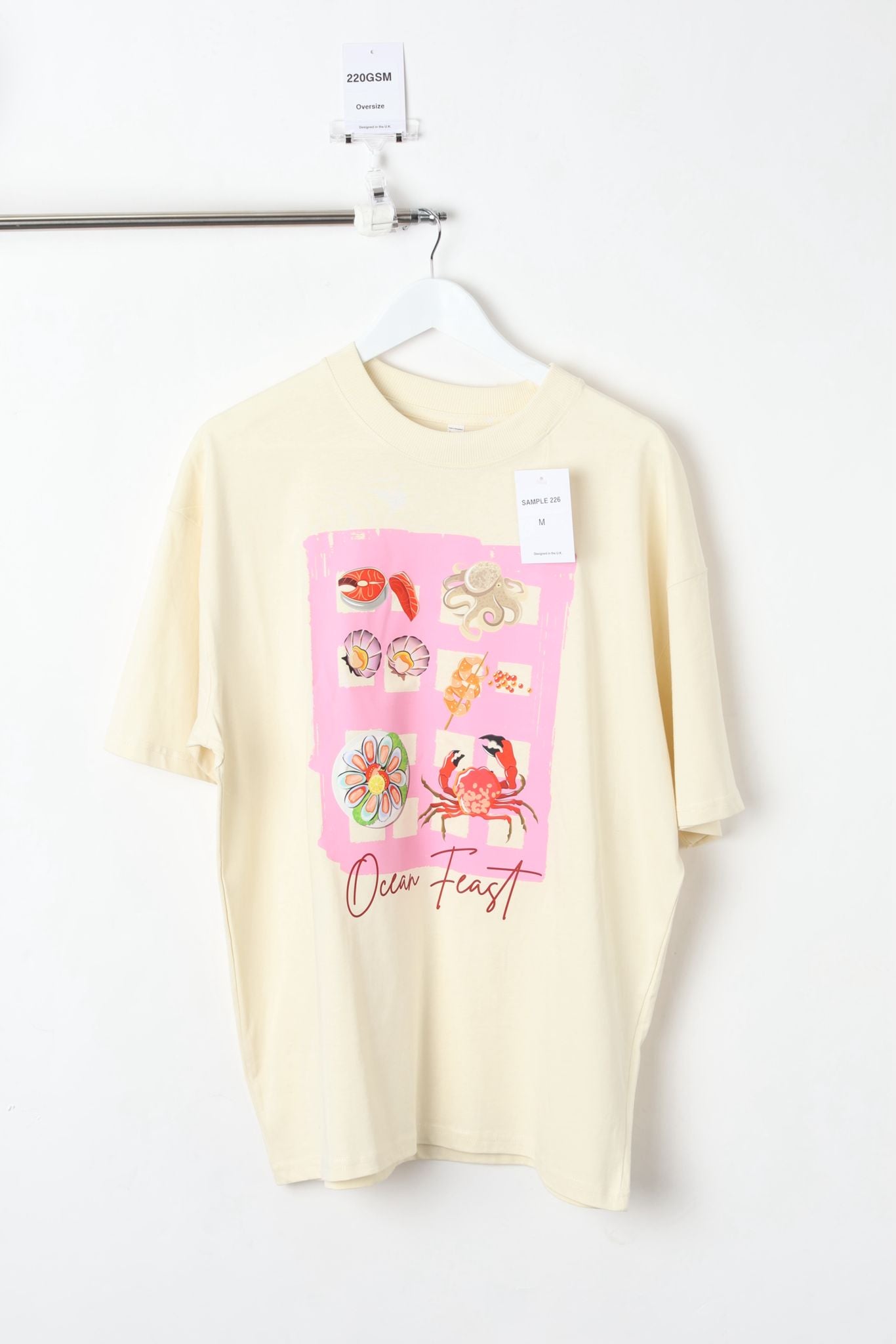 220GSM OVERSIZED PRINTED T-SHIRT ECRU (SIZE M)-SAMPLE