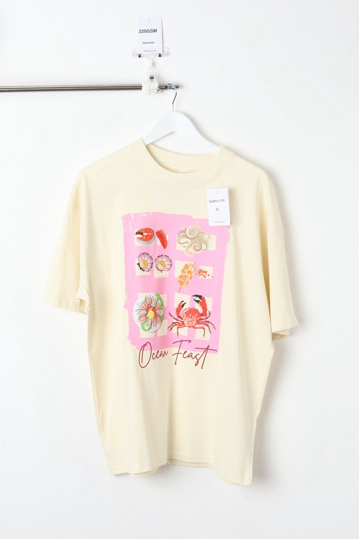 220GSM OVERSIZED PRINTED T-SHIRT ECRU (SIZE M)-SAMPLE