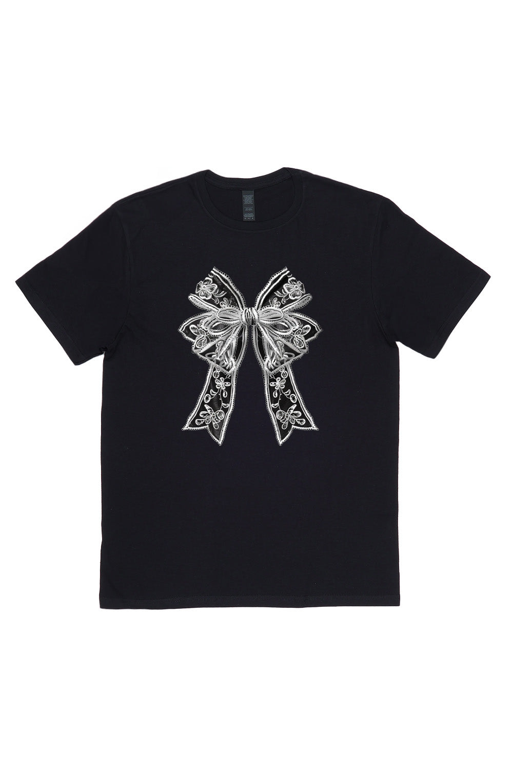 White Lace Bow T-Shirt in Black (Custom Packs)