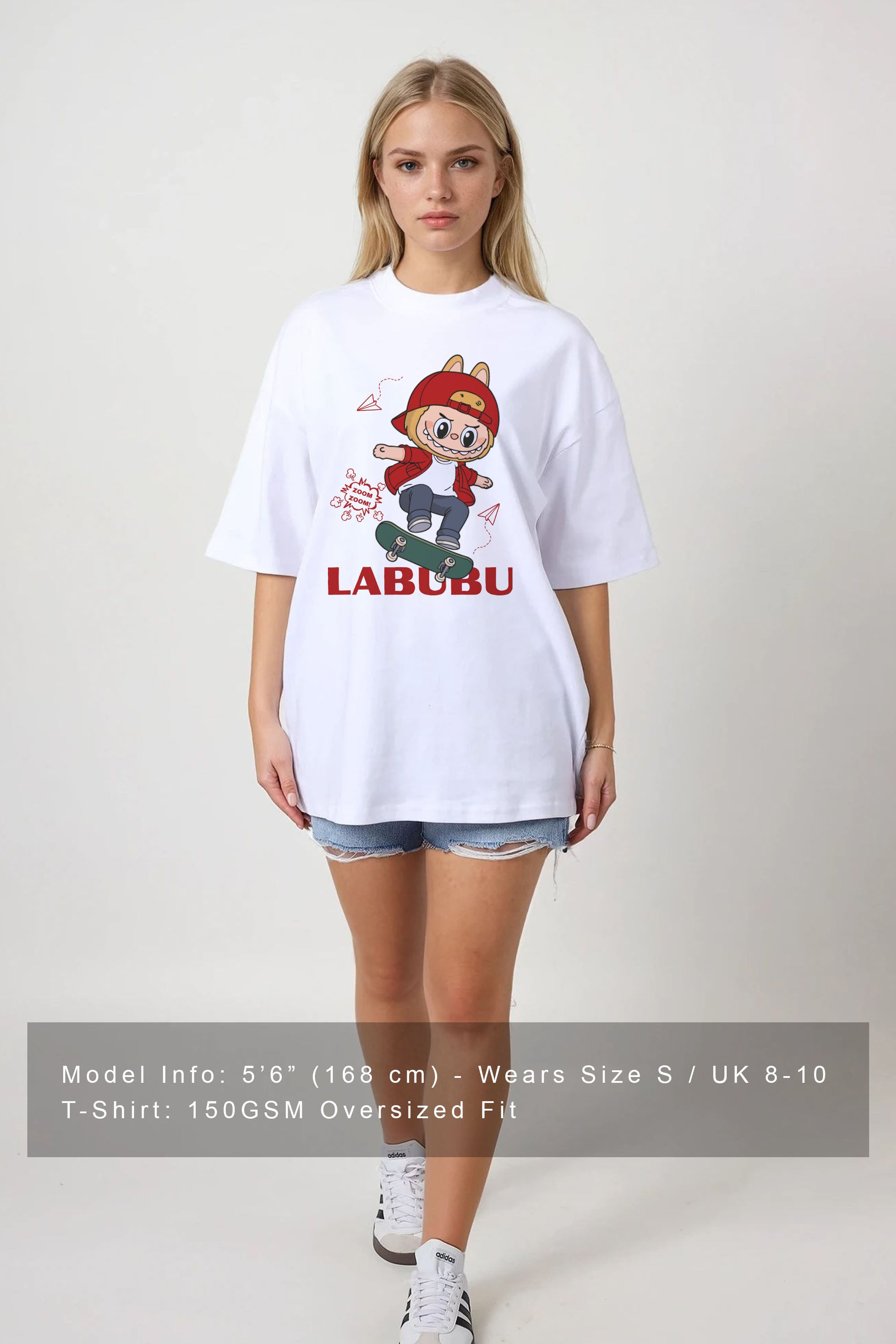 150GSM Oversized T-Shirt in Zoom Labubu Skater Print