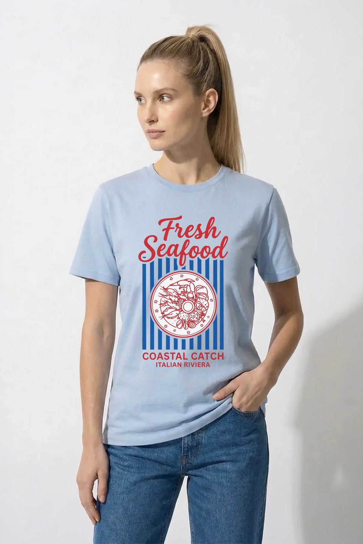 220GSM Regular Fit Fresh Seafood Printed T-Shirt