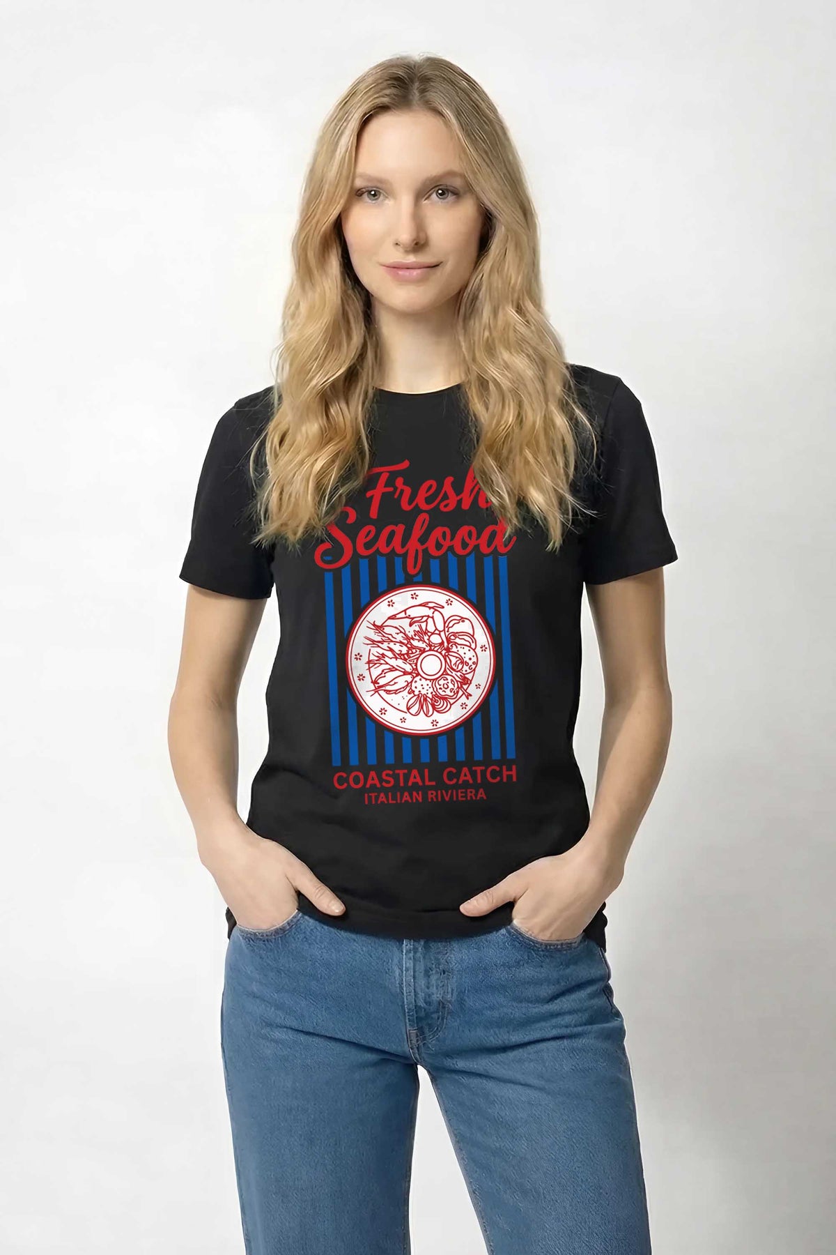 220GSM Regular Fit Fresh Seafood Printed T-Shirt
