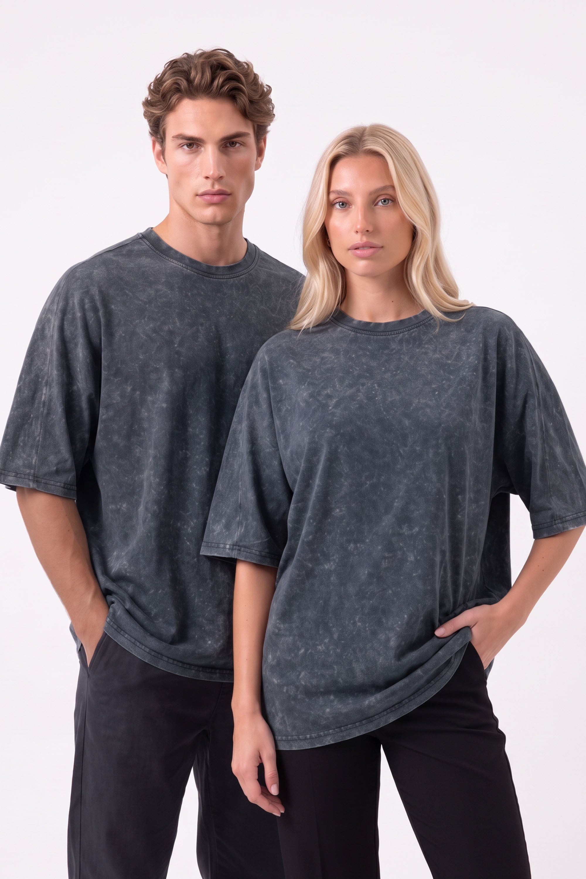 Core Combed 180 GSM Acid-Wash Oversized Plain T-shirt