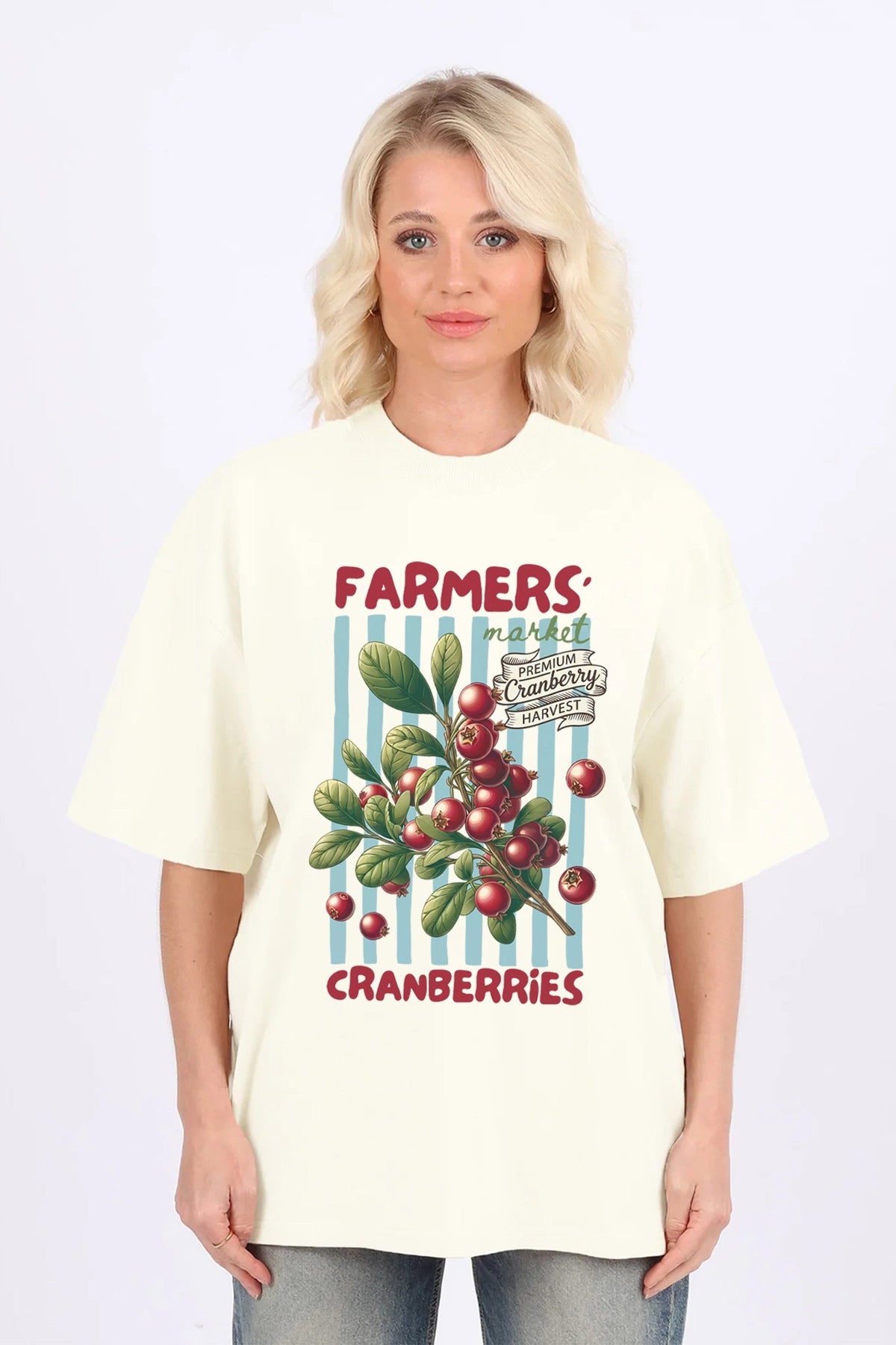 220GSM Oversized T-Shirt in Farmers Market Cranberries Print