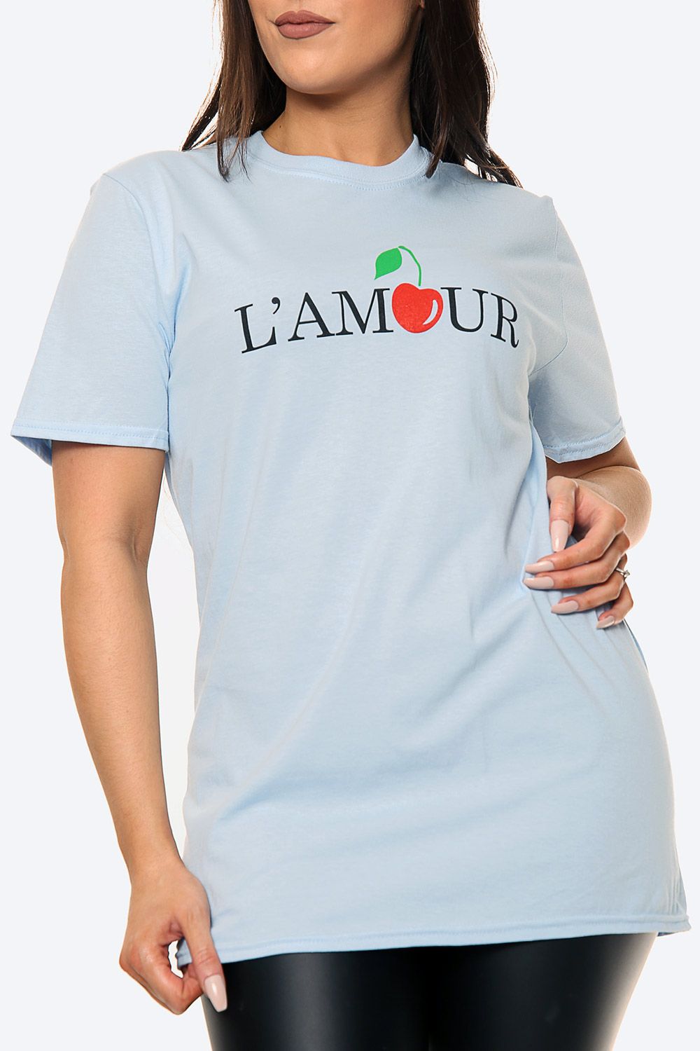 L'AMOUR Cherry Print Oversized T-Shirt | Missi Clothing Wholesale UK