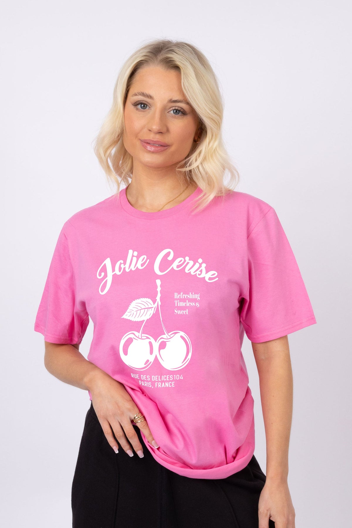 Jolie Cerise Cherry Printed T-Shirt