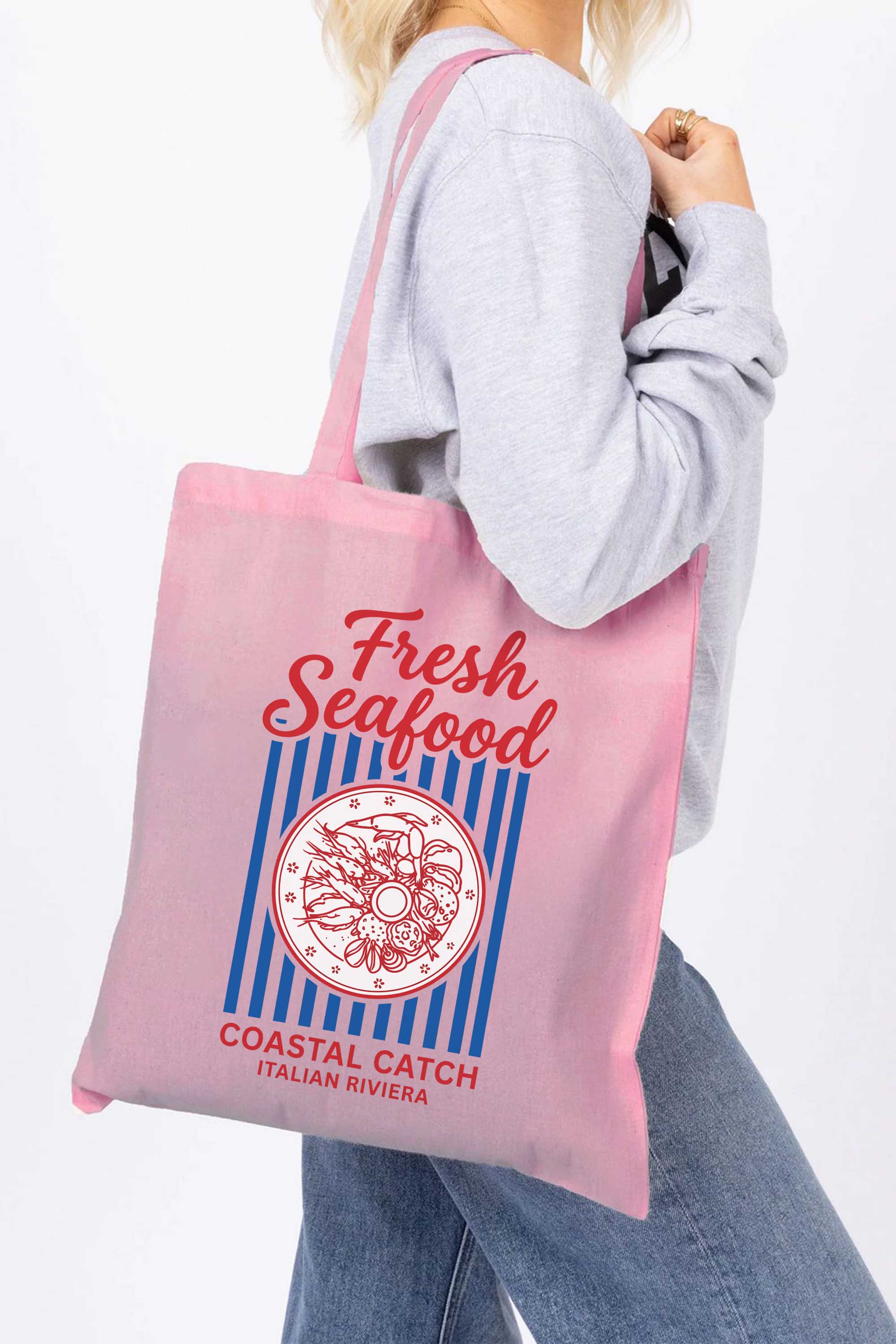 Fresh Seafood Printed Tote bag