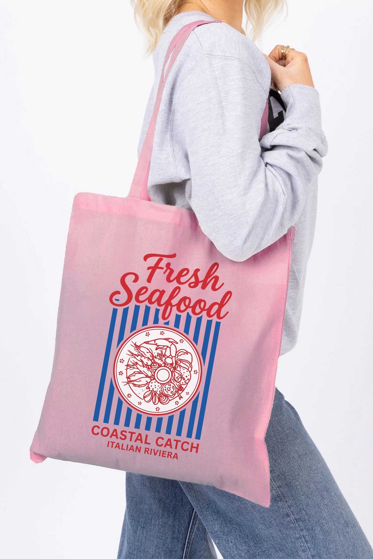 Fresh Seafood Printed Tote bag