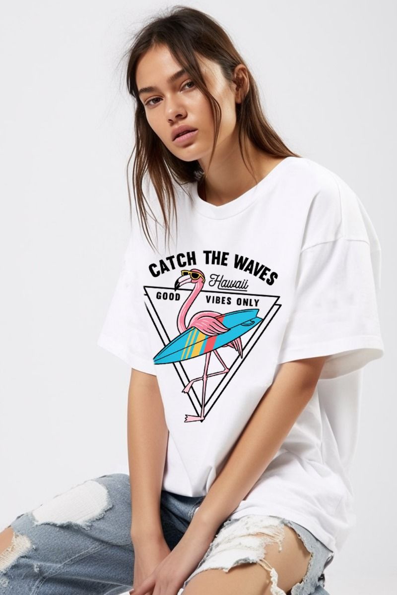 Catch The Waves Printed T-Shirt (Pack of 6)