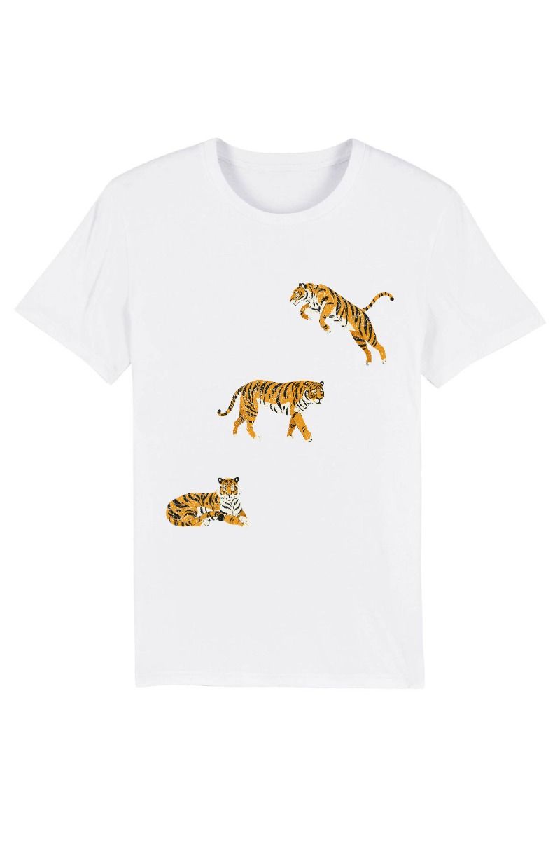 Triple Distressed Tiger Print Oversized T-Shirt (Pack of 6)