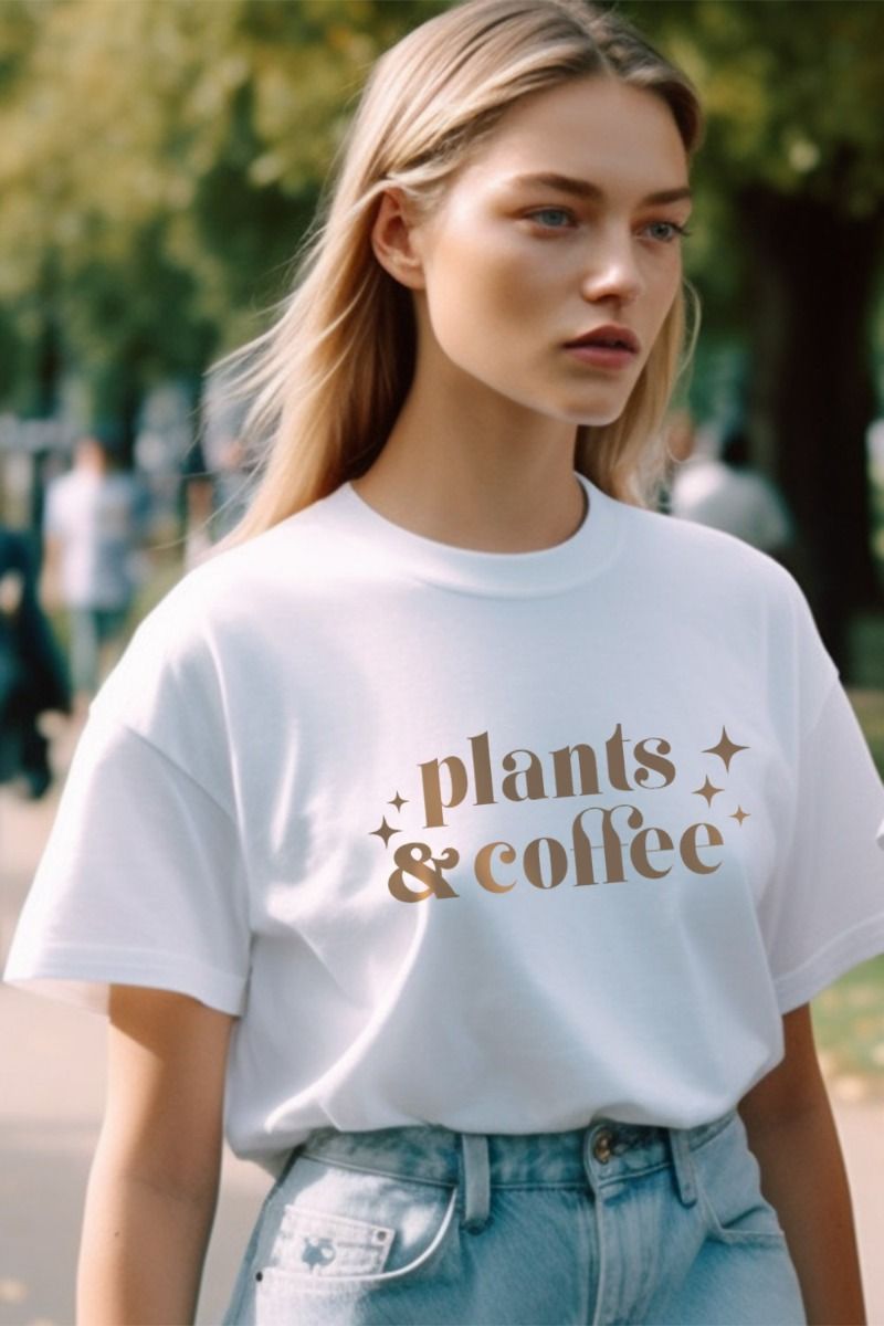 Plants and Coffee Printed Oversized T-Shirt (Pack of 6)