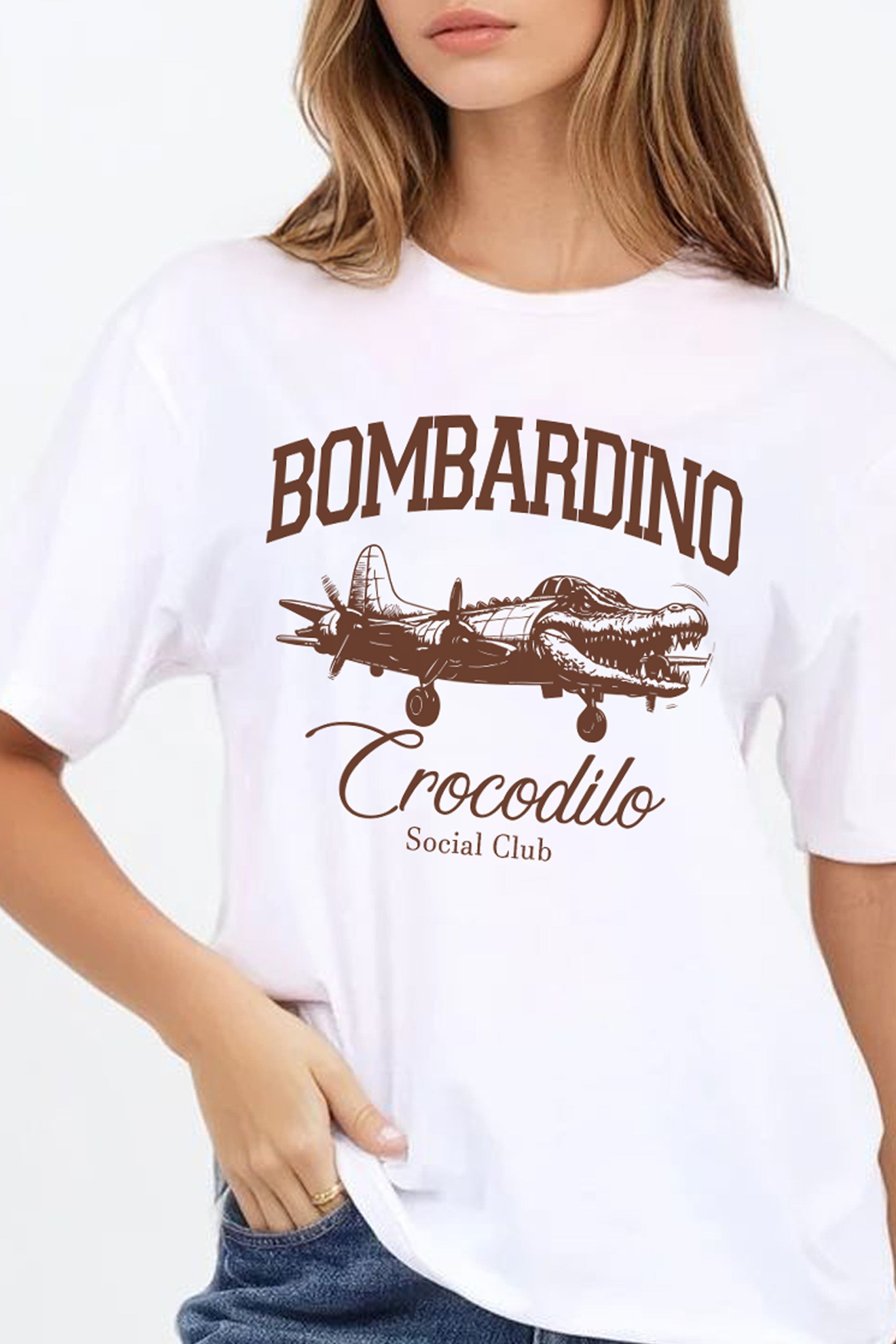 Regular Fit T-shirt in Bomberdino Crocodilo Brainrot Print