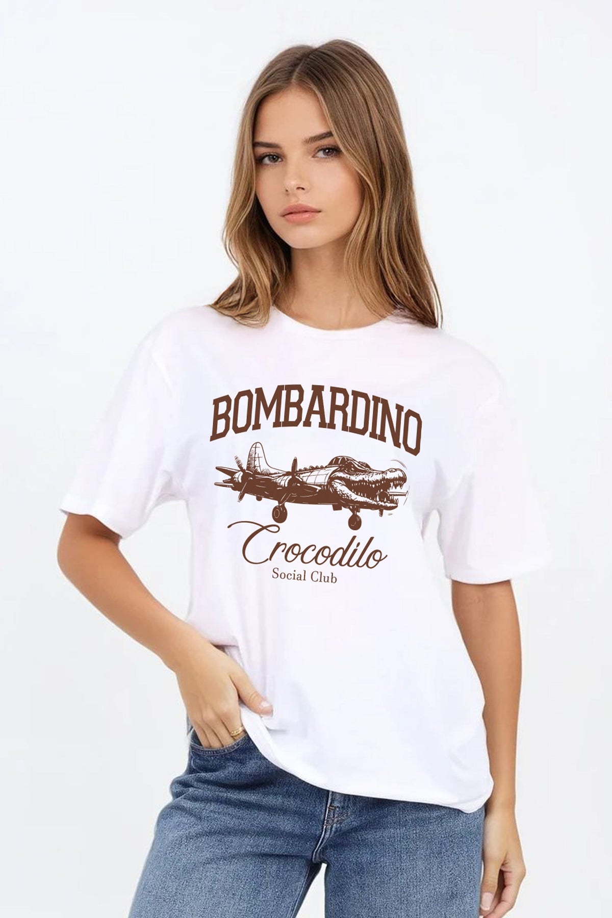 Regular Fit T-shirt in Bomberdino Crocodilo Brainrot Print