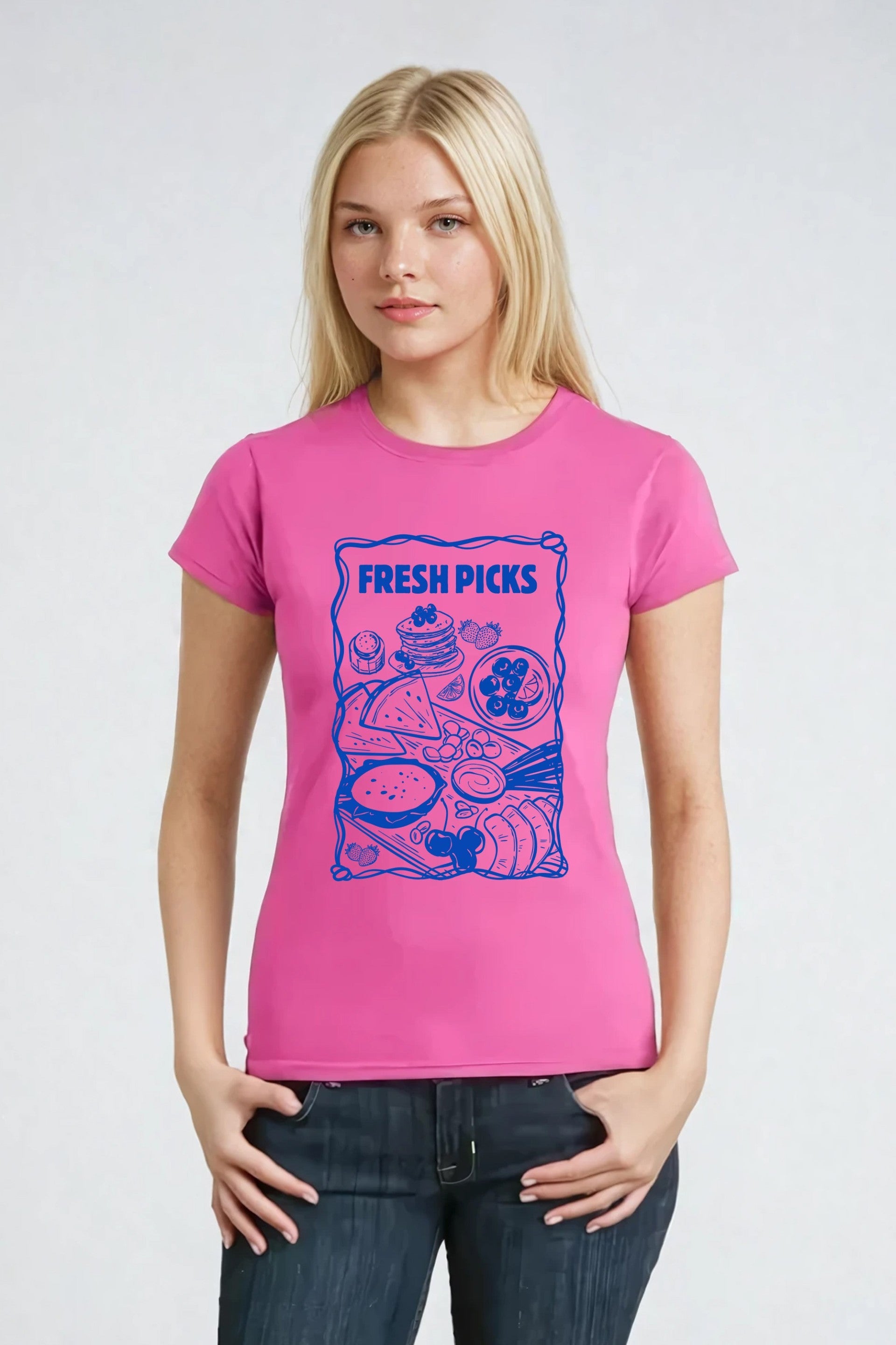 Fresh Picks Picnic Fitted Printed T-Shirt