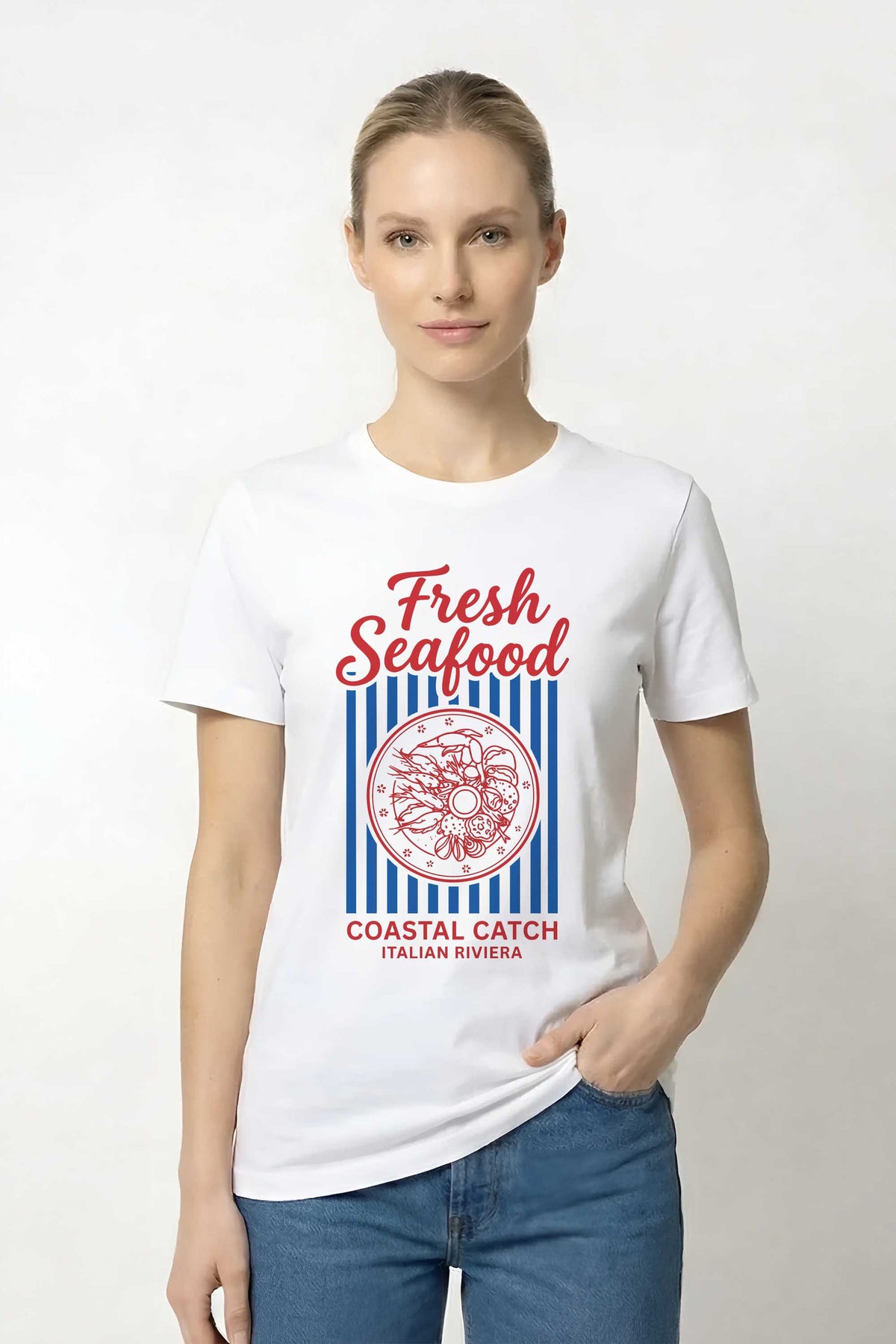 220GSM Regular Fit Fresh Seafood Printed T-Shirt
