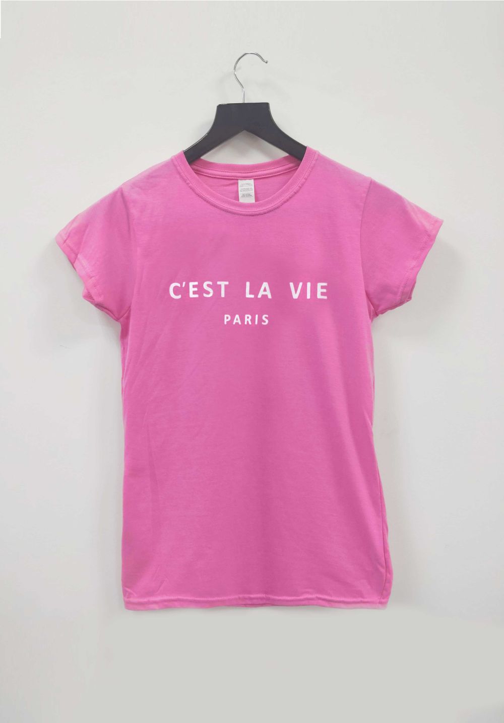 C'est La Vie Paris Slogan Fitted T-Shirt (Pack of 6)